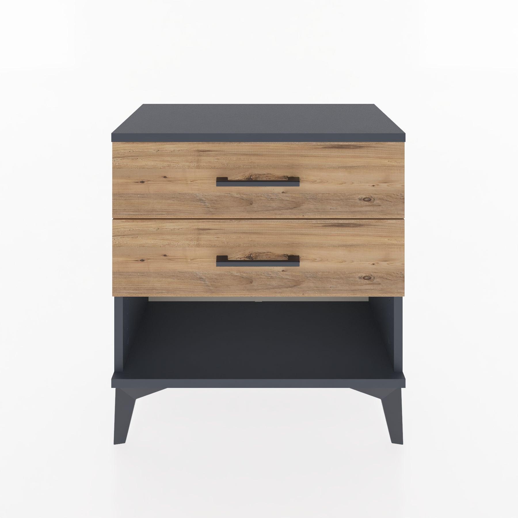 Woodntry Modular Nightstand Anthracite 60x30x52 cm with Drawers and Shelves CR2-2