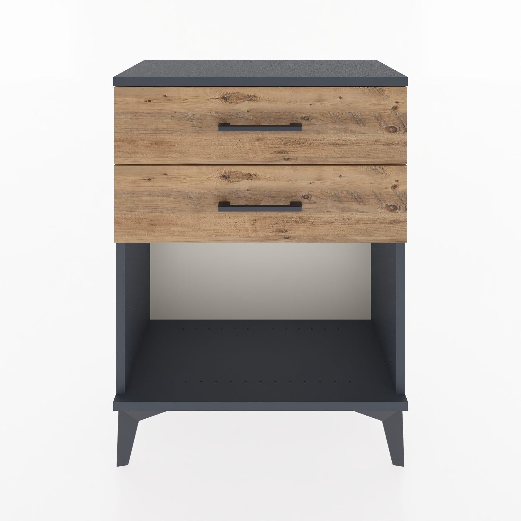 Woodntry Modular Nightstand Anthracite 60x30x68 cm with Drawers and Shelves CR2-2