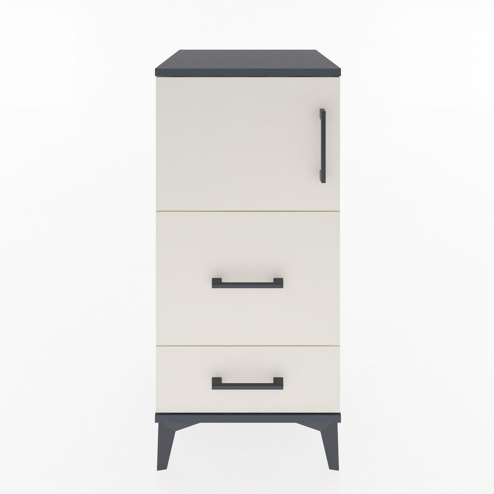 Woodntry Modüler Komodin Antrasit 44x44x84 cm Kapaklı ve Çekmeceli KC46-2