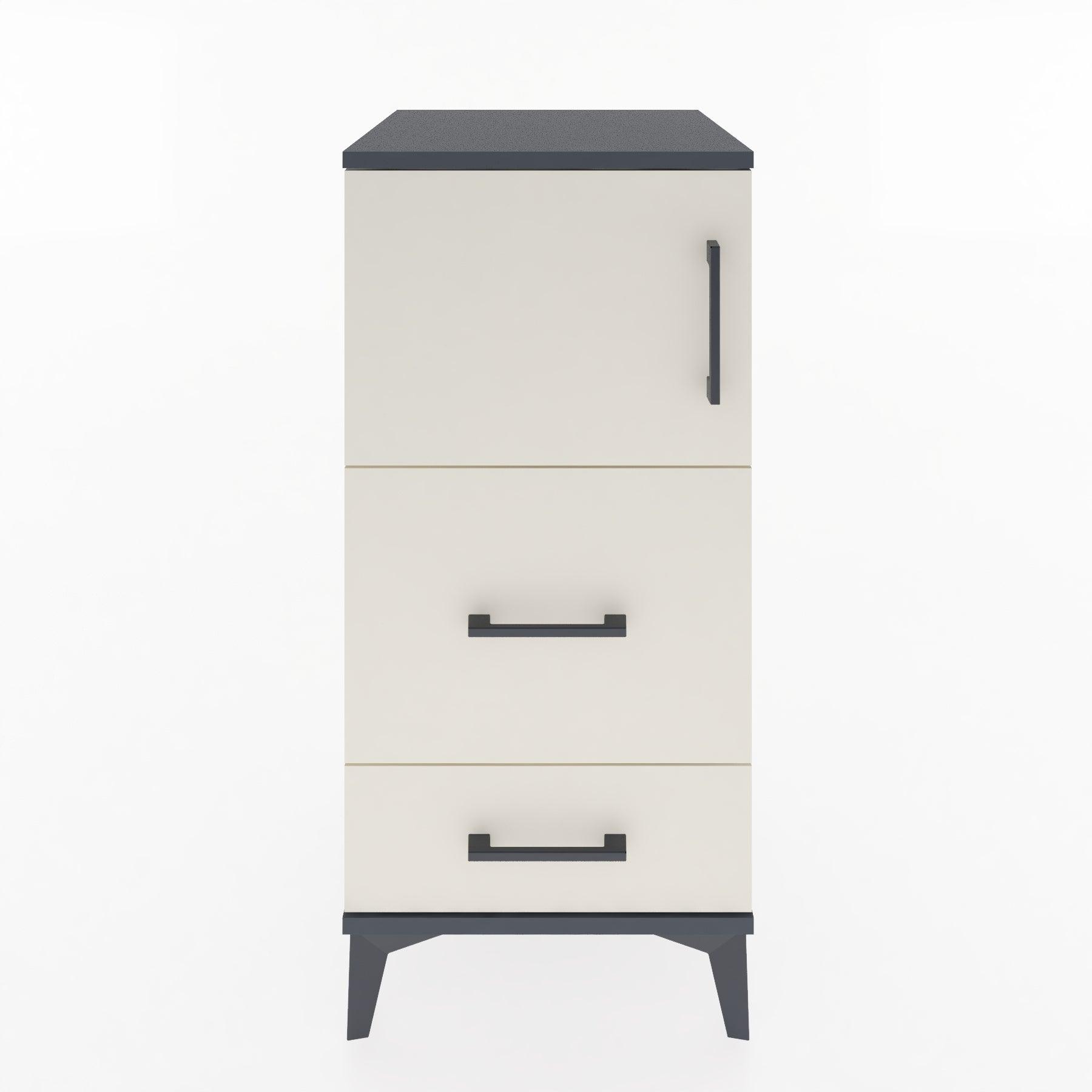 Woodntry Modular Nightstand Anthracite 44x44x84 cm with Cover and Drawer KC46-2
