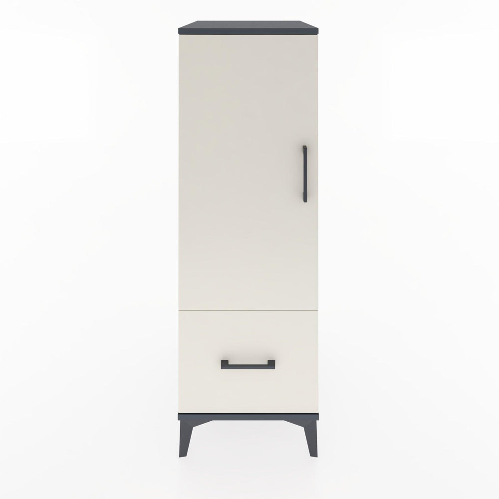 Woodntry Modüler Dolap Antrasit 44x30x122 cm Kapaklı ve Çekmeceli KC2-2