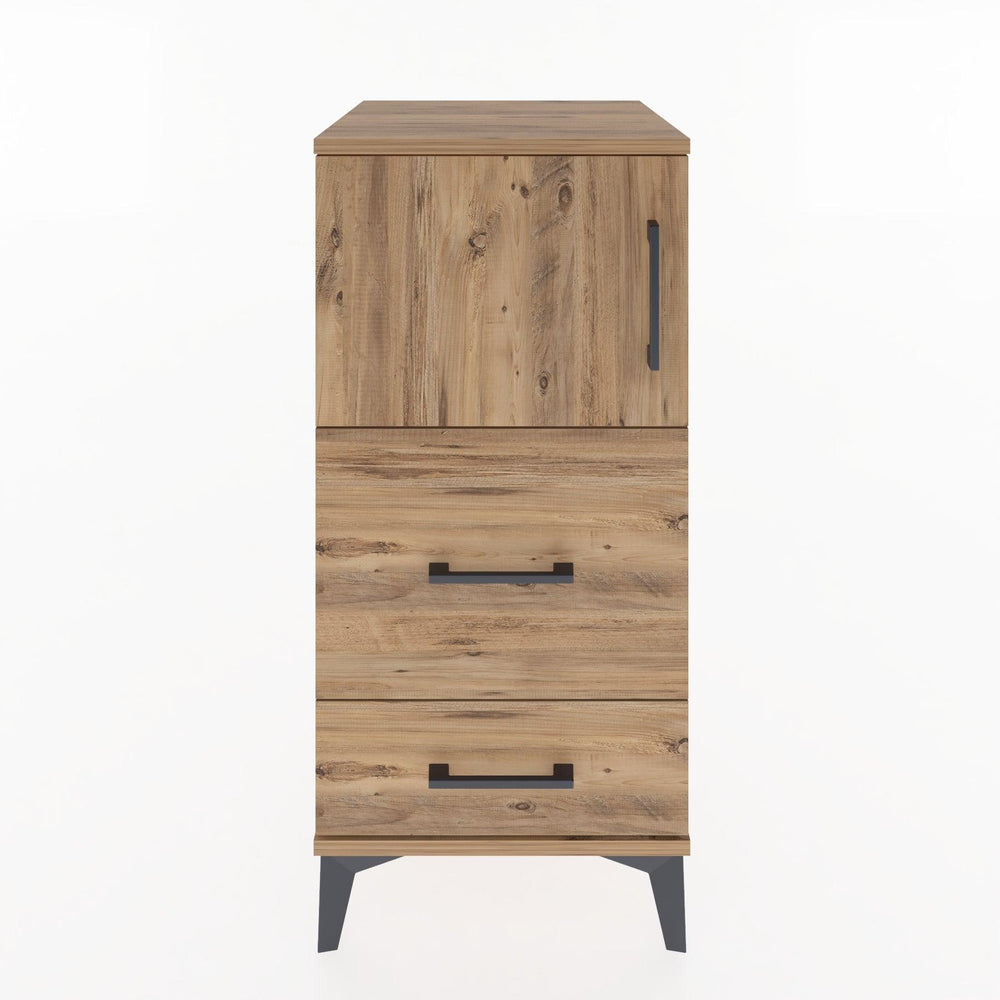 Woodntry Modular Nightstand Pine 44x44x84 cm with Cover and Drawer KC46-3