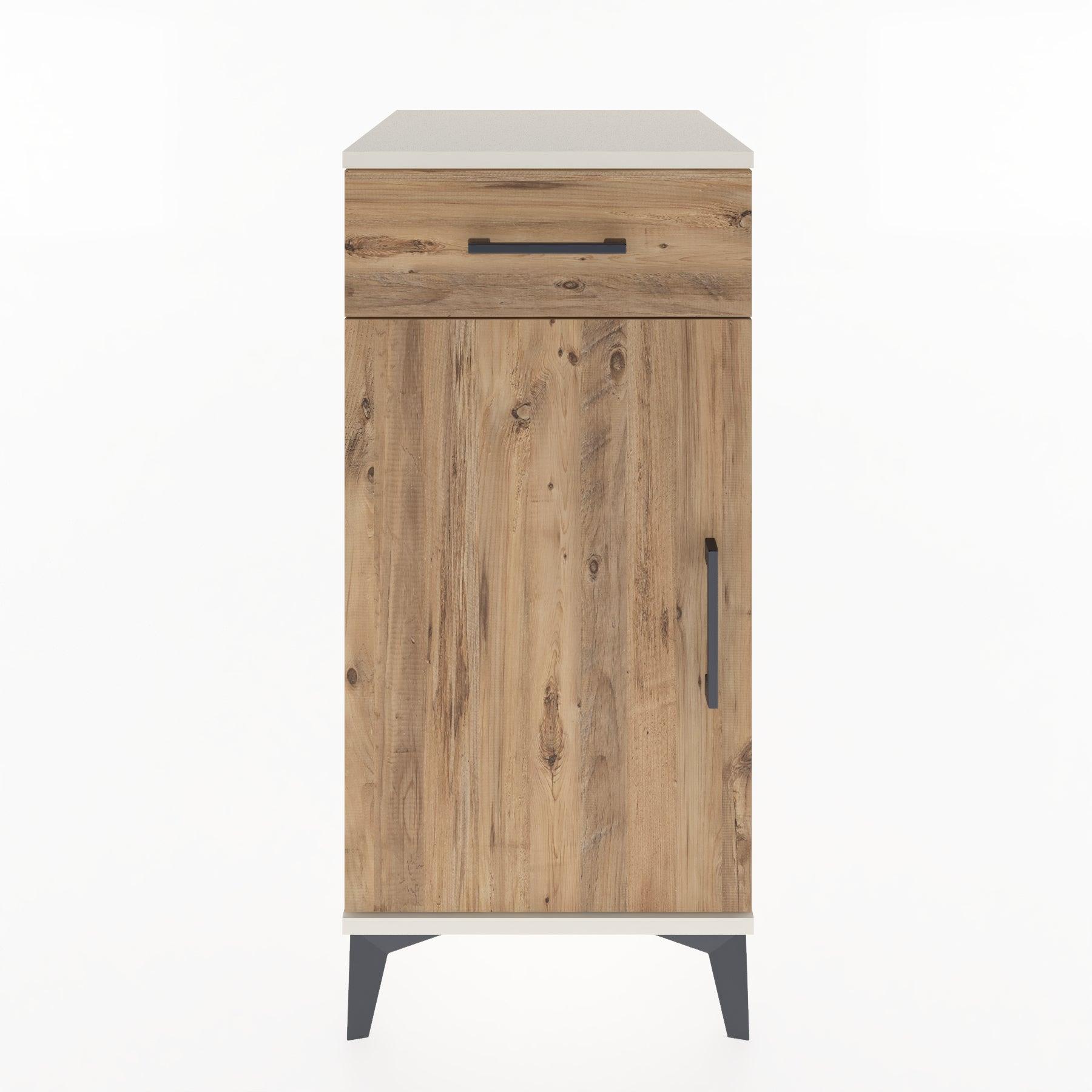 Woodntry Modular Nightstand Moonstone 44x44x84 cm with Cover and Drawer KC25-1
