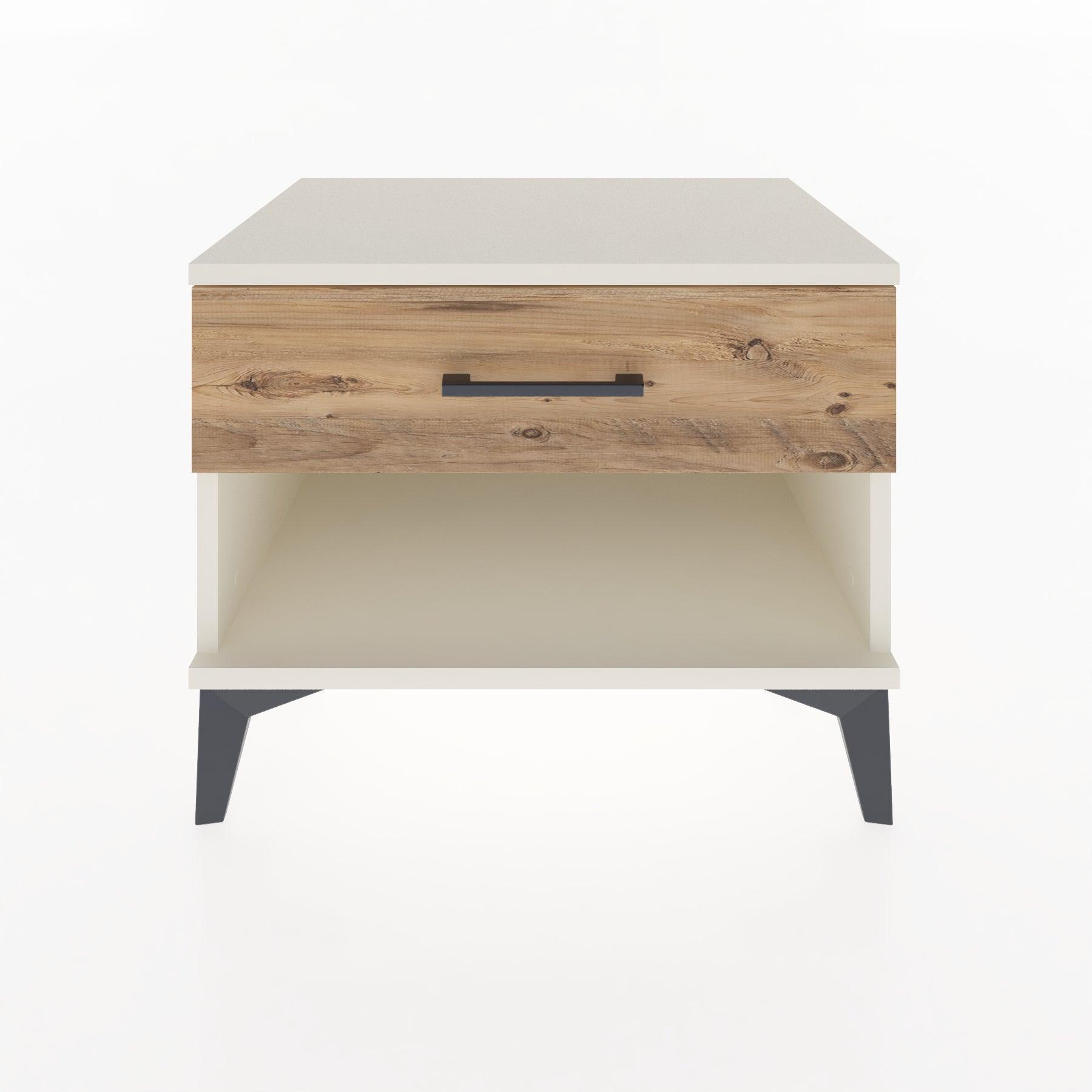 Woodntry Modular Nightstand Moonstone 60x44x68 cm with Drawer and Shelf CR3-1