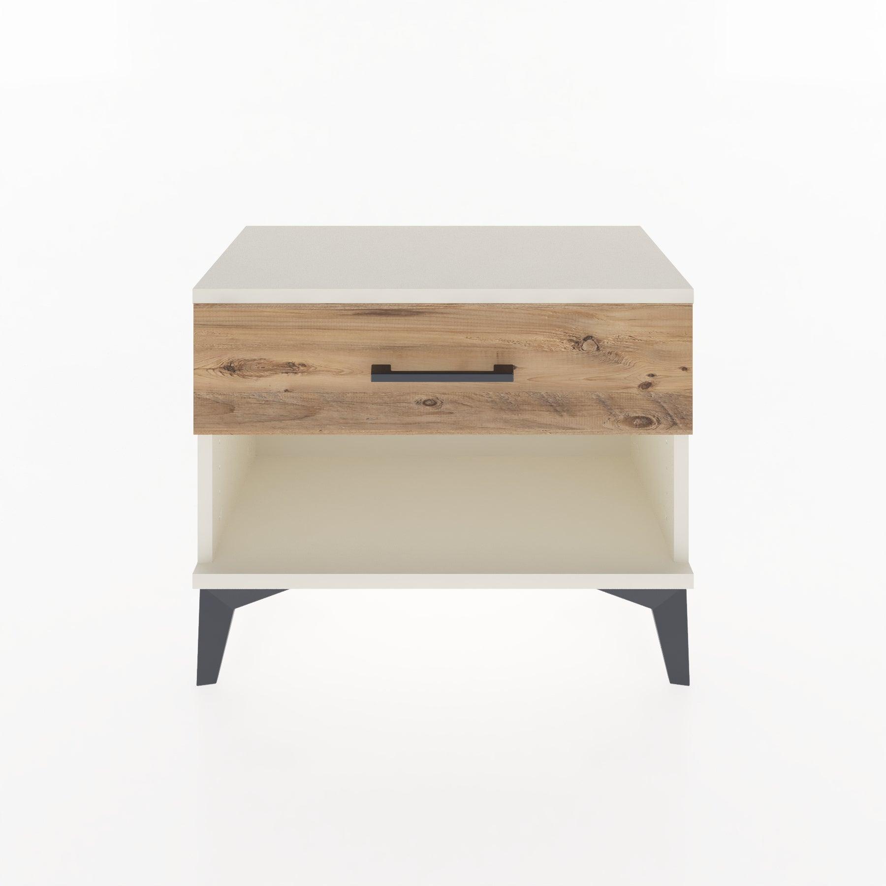 Woodntry Modular Nightstand Moonstone 60x30x36 cm with Drawer and Shelf CR3-1