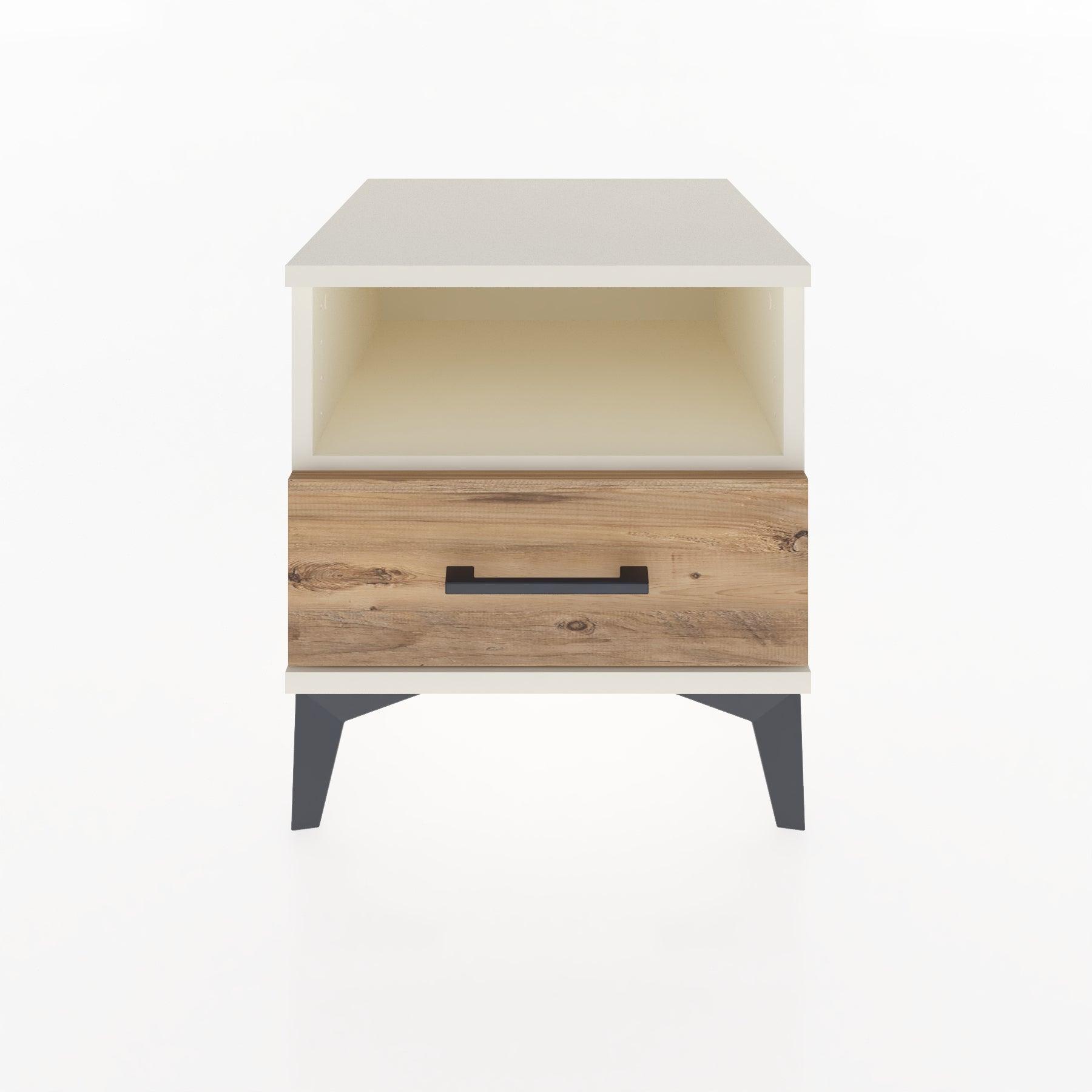 Woodntry Modular Nightstand Moonstone 44x44x36 cm with Drawer and Shelf CR3-1