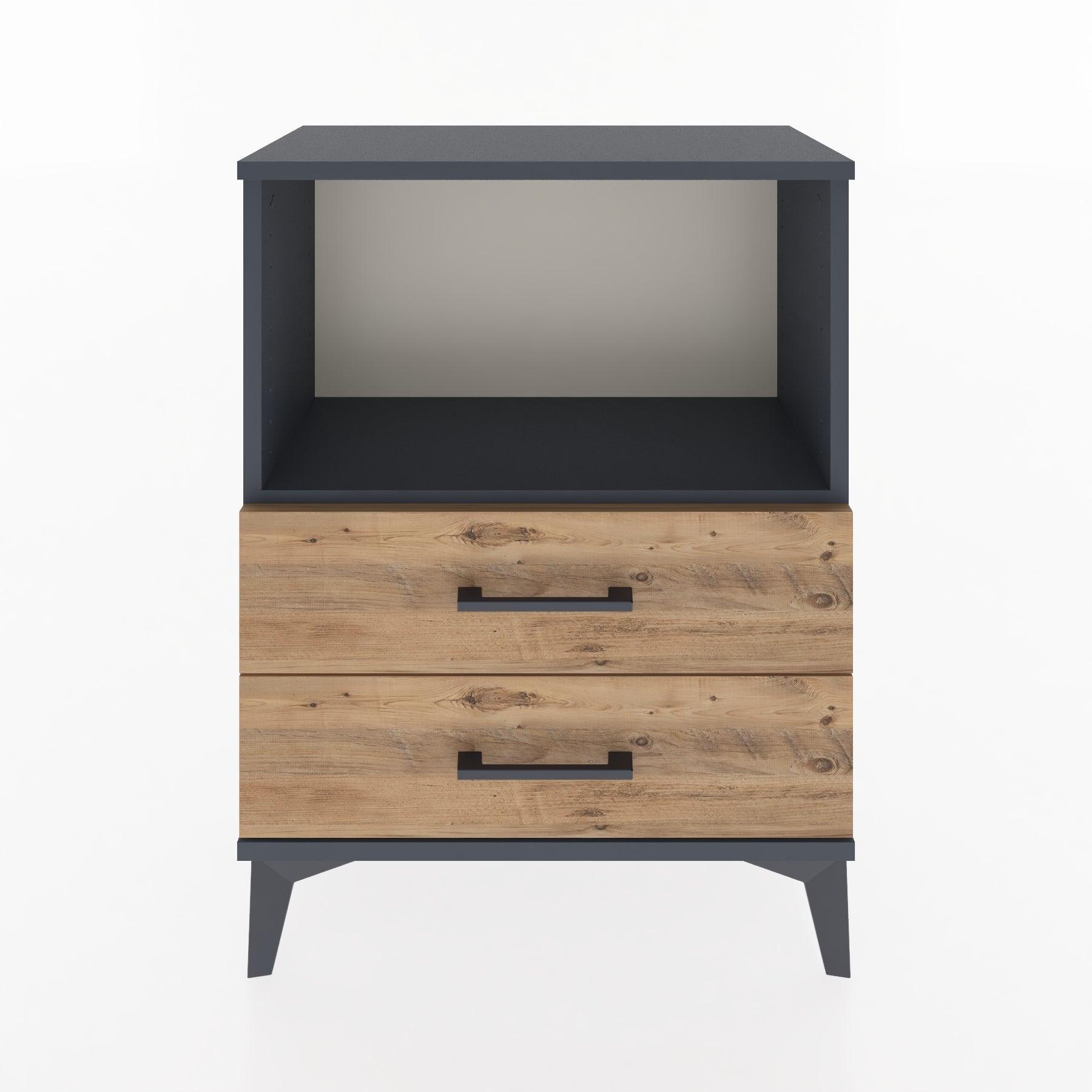 Woodntry Modular Nightstand Anthracite 60x30x68 cm with Drawers and Shelves CR3-2