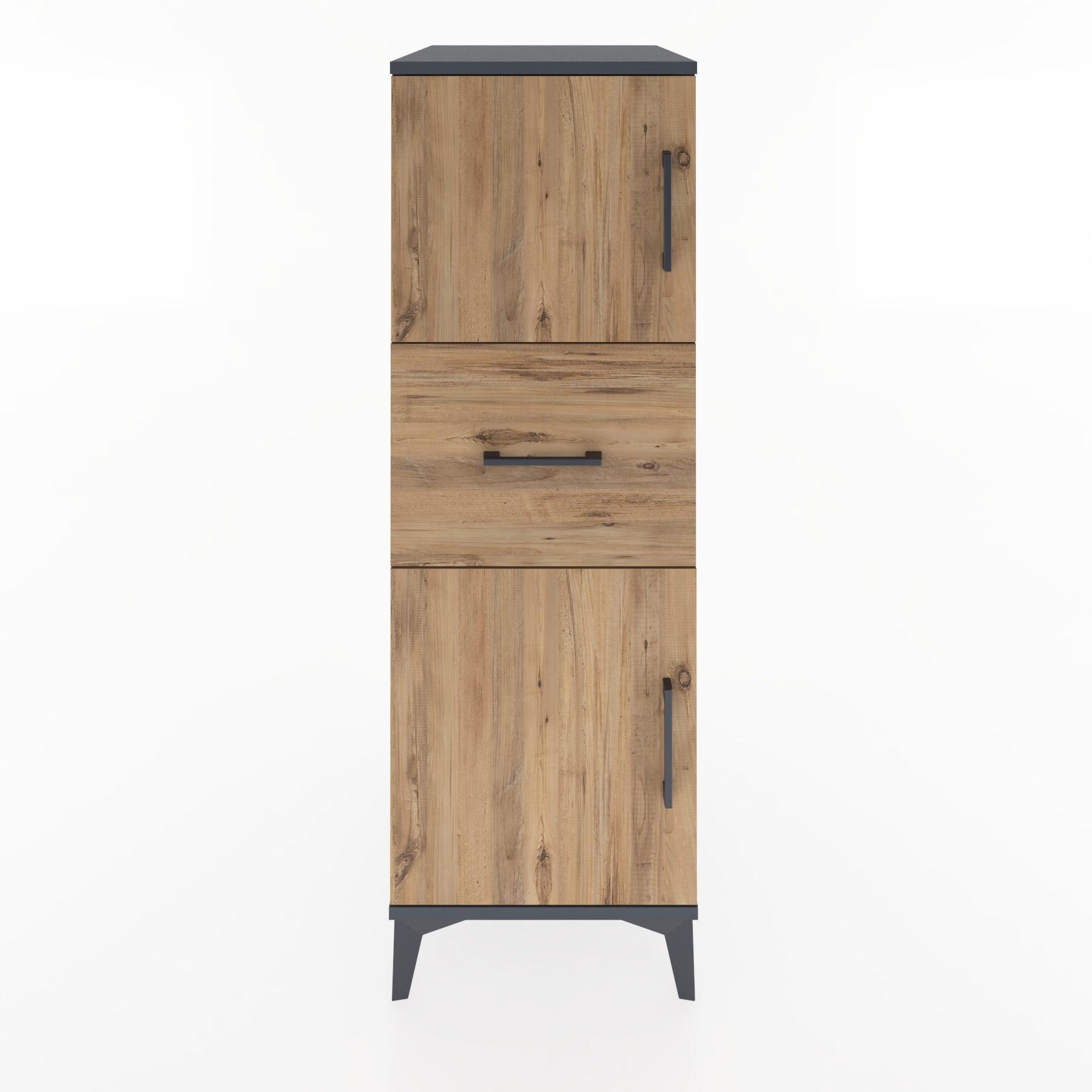 Woodntry Modular Cabinet Anthracite 44x30x122 cm with Doors and Drawers KC3-2