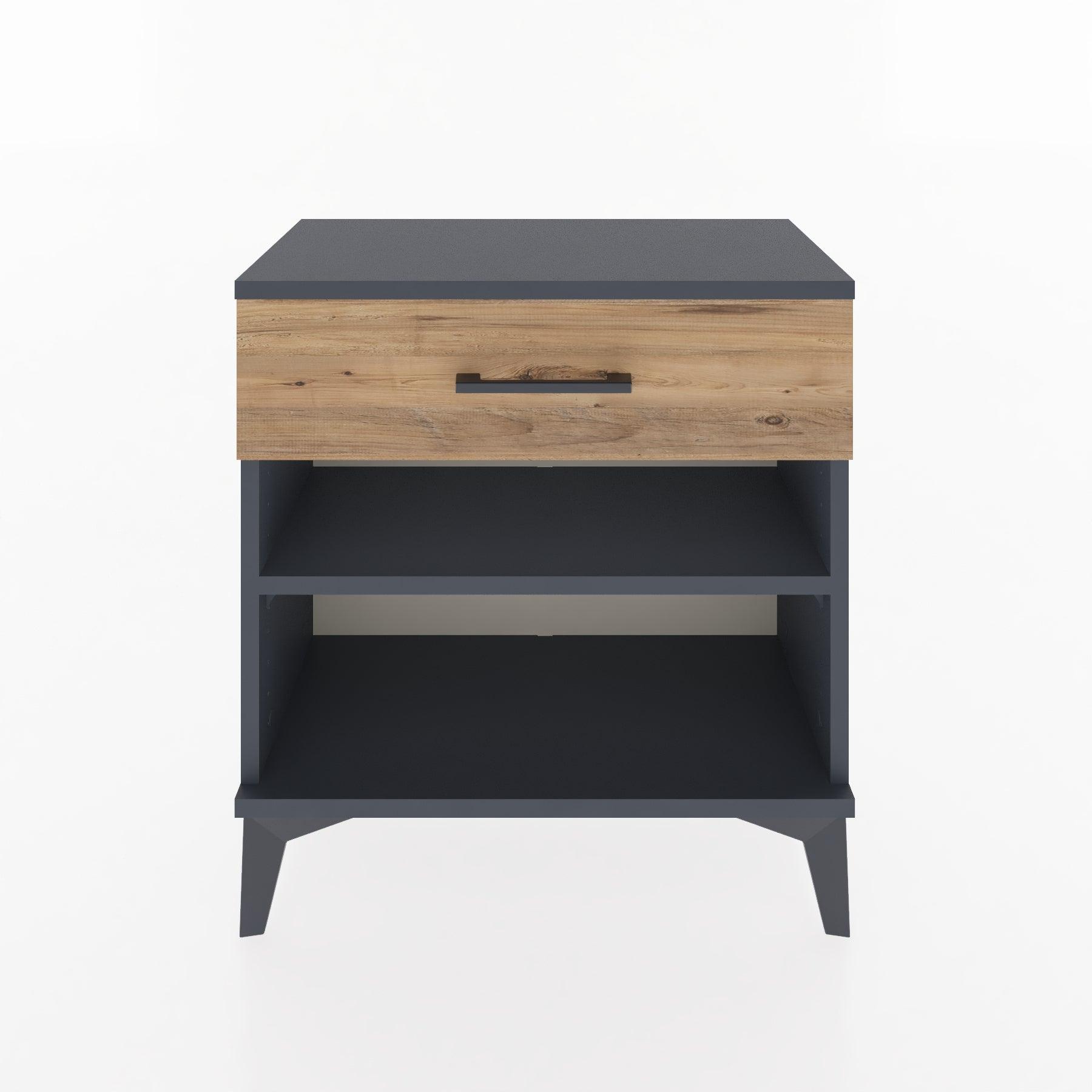 Woodntry Modular Nightstand Anthracite 60x30x52 cm with Drawers and Shelves CR3-2