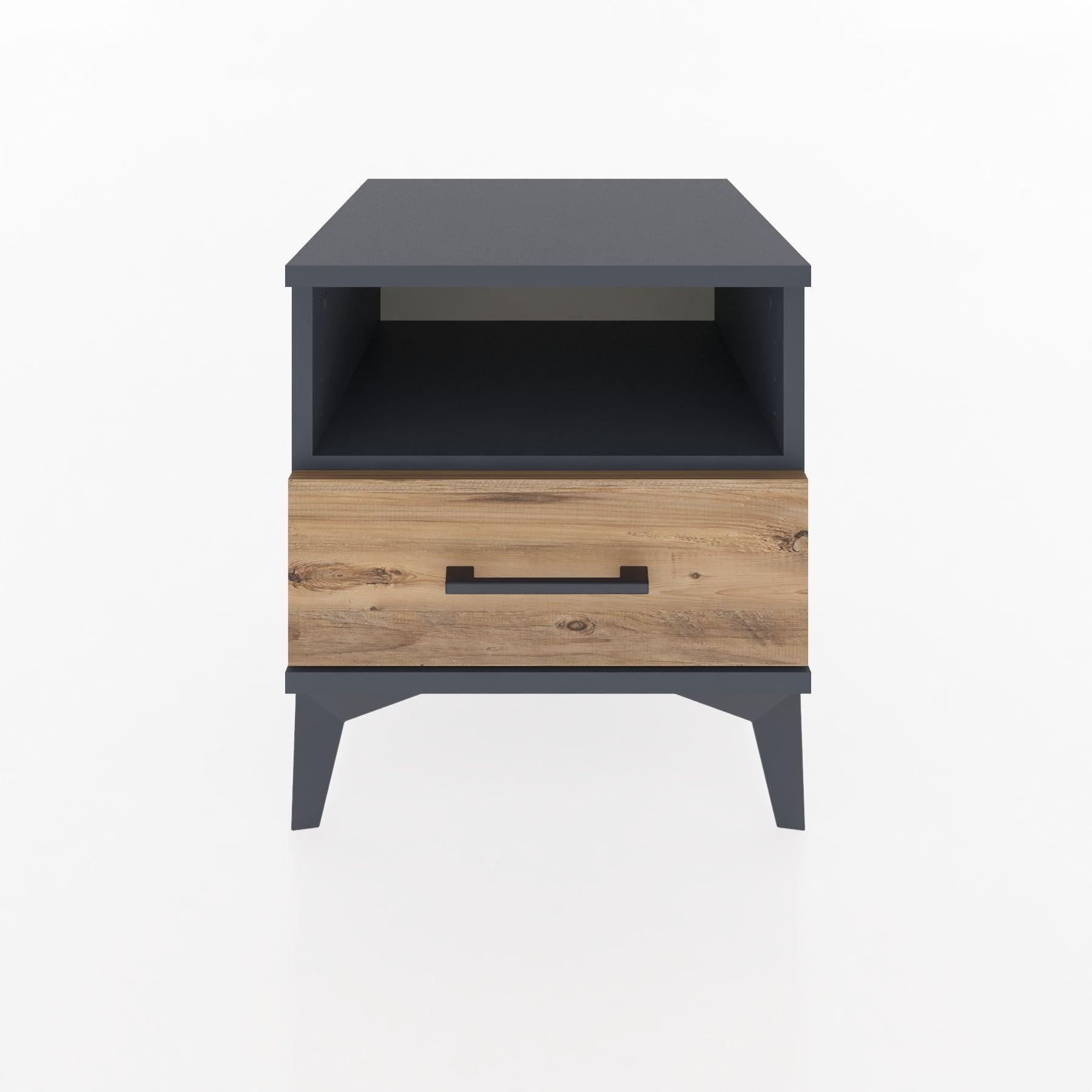 Woodntry Modular Nightstand Anthracite 44x44x36 cm with Drawers and Shelves CR3-2