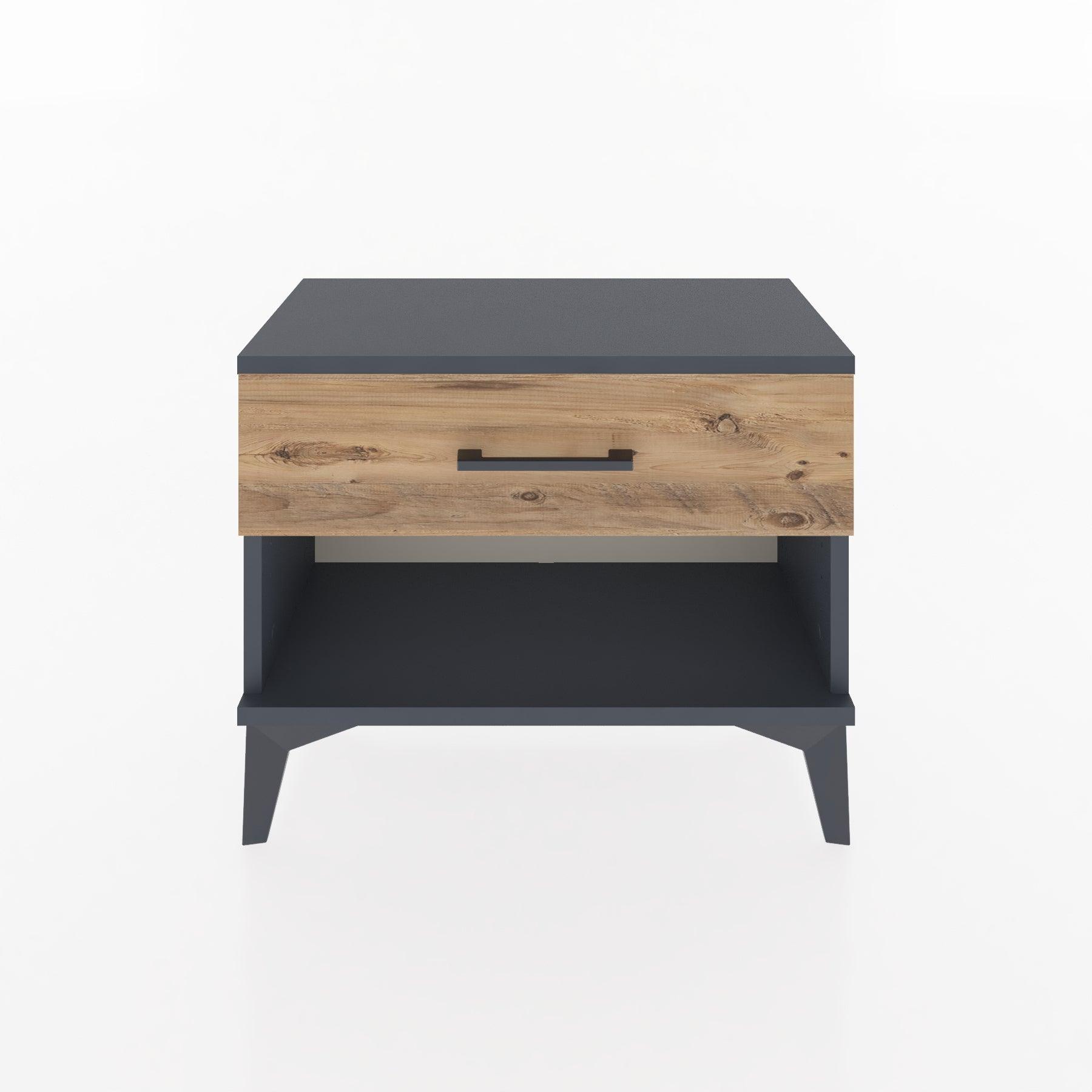 Woodntry Modular Nightstand Anthracite 60x30x36 cm with Drawers and Shelves CR3-2