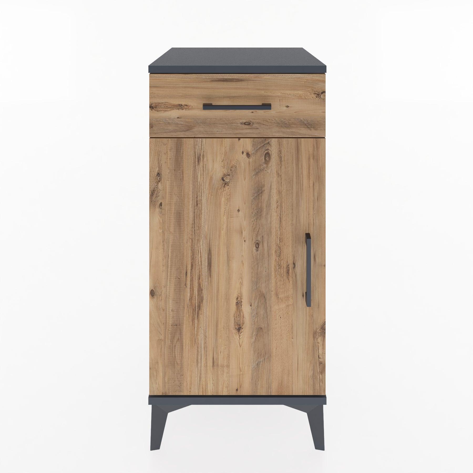 Woodntry Modular Nightstand Anthracite 44x44x84 cm with Cover and Drawer KC25-2