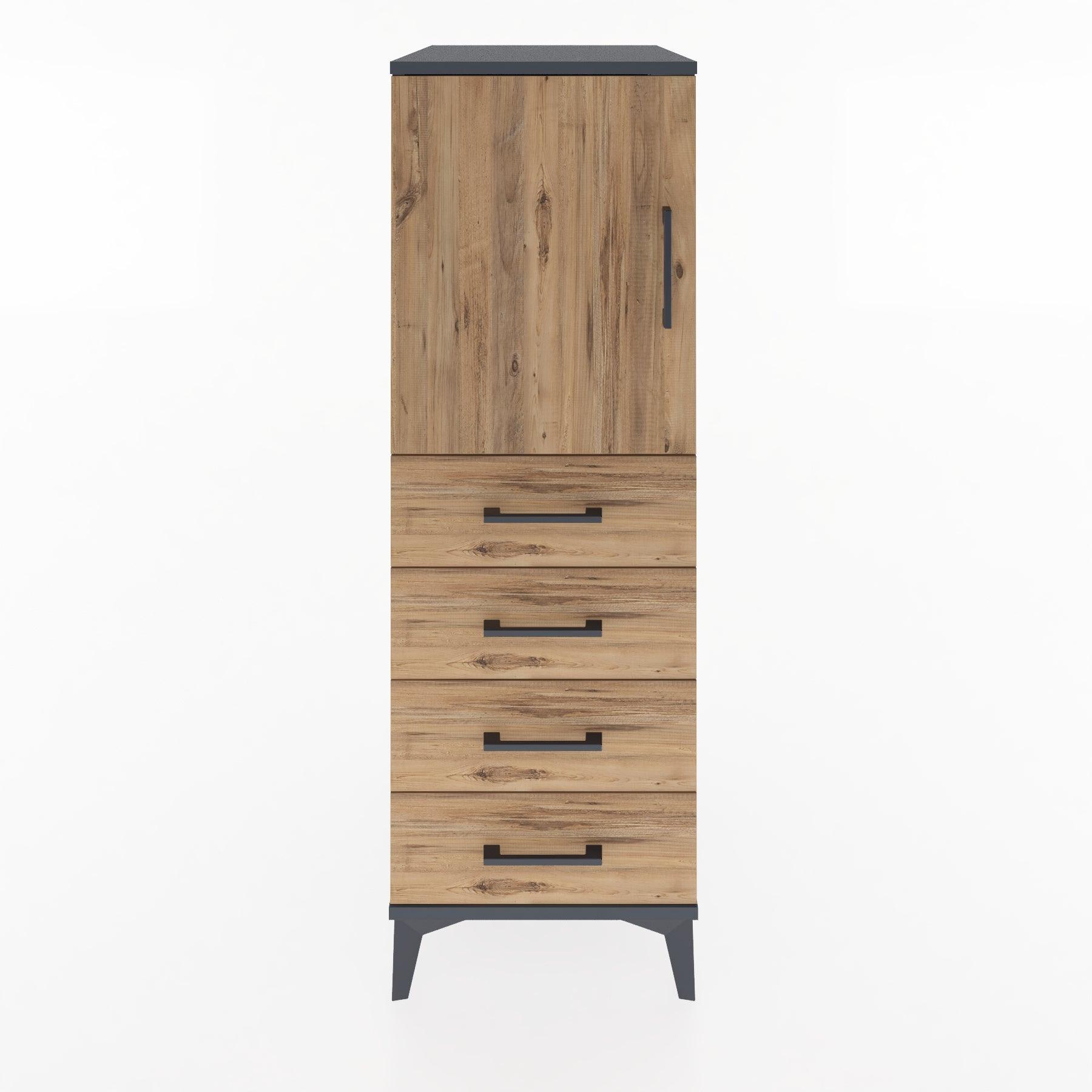 Woodntry Modular Cabinet Anthracite 44x30x122 cm with Doors and Drawers KC53-2