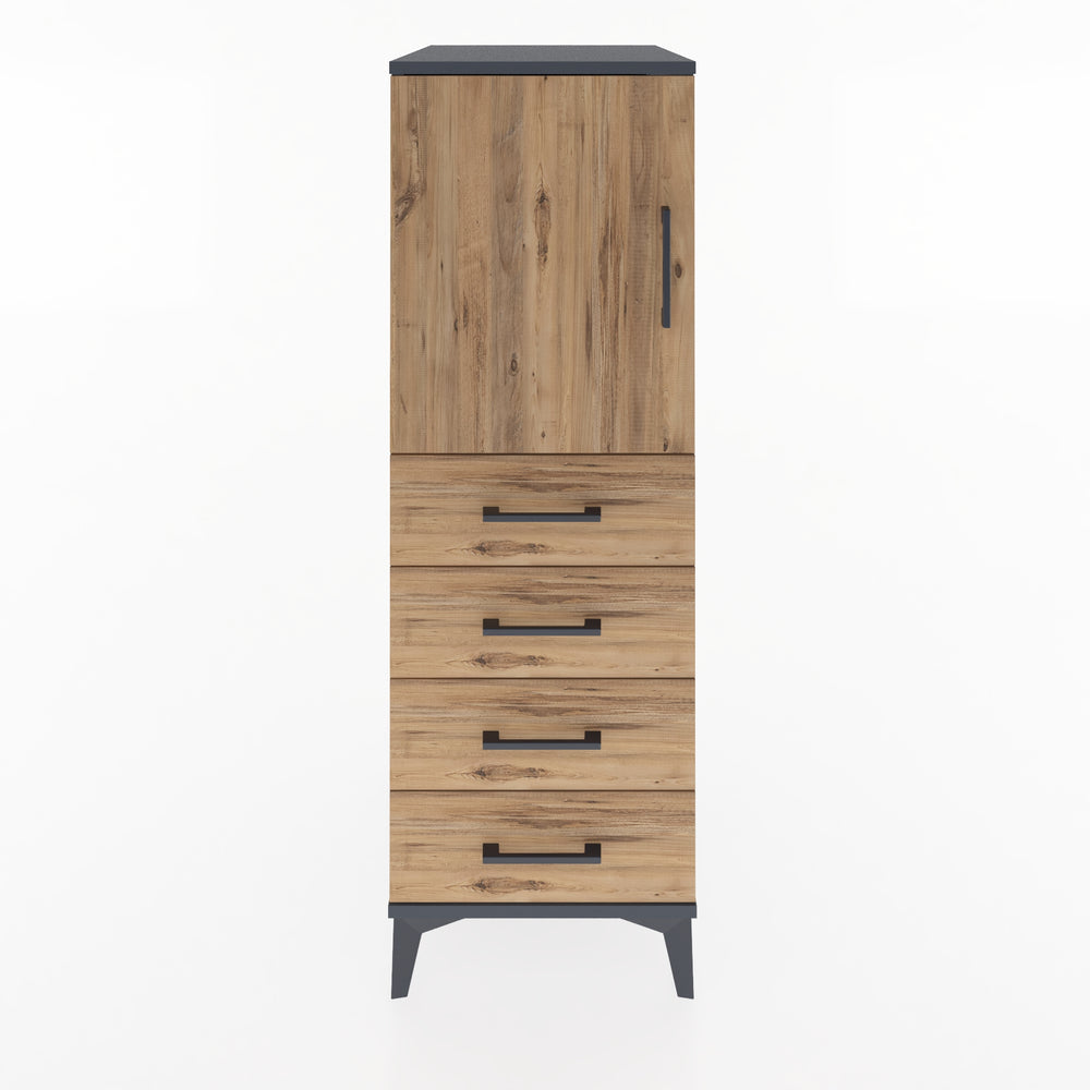 Woodntry Modular Cabinet Anthracite 44x59x122 cm with Doors and Drawers KC53-2