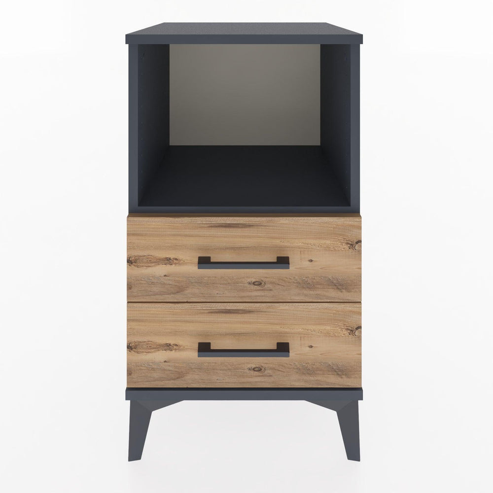 Woodntry Modular Nightstand Anthracite 44x44x68 cm with Drawers and Shelves CR3-2