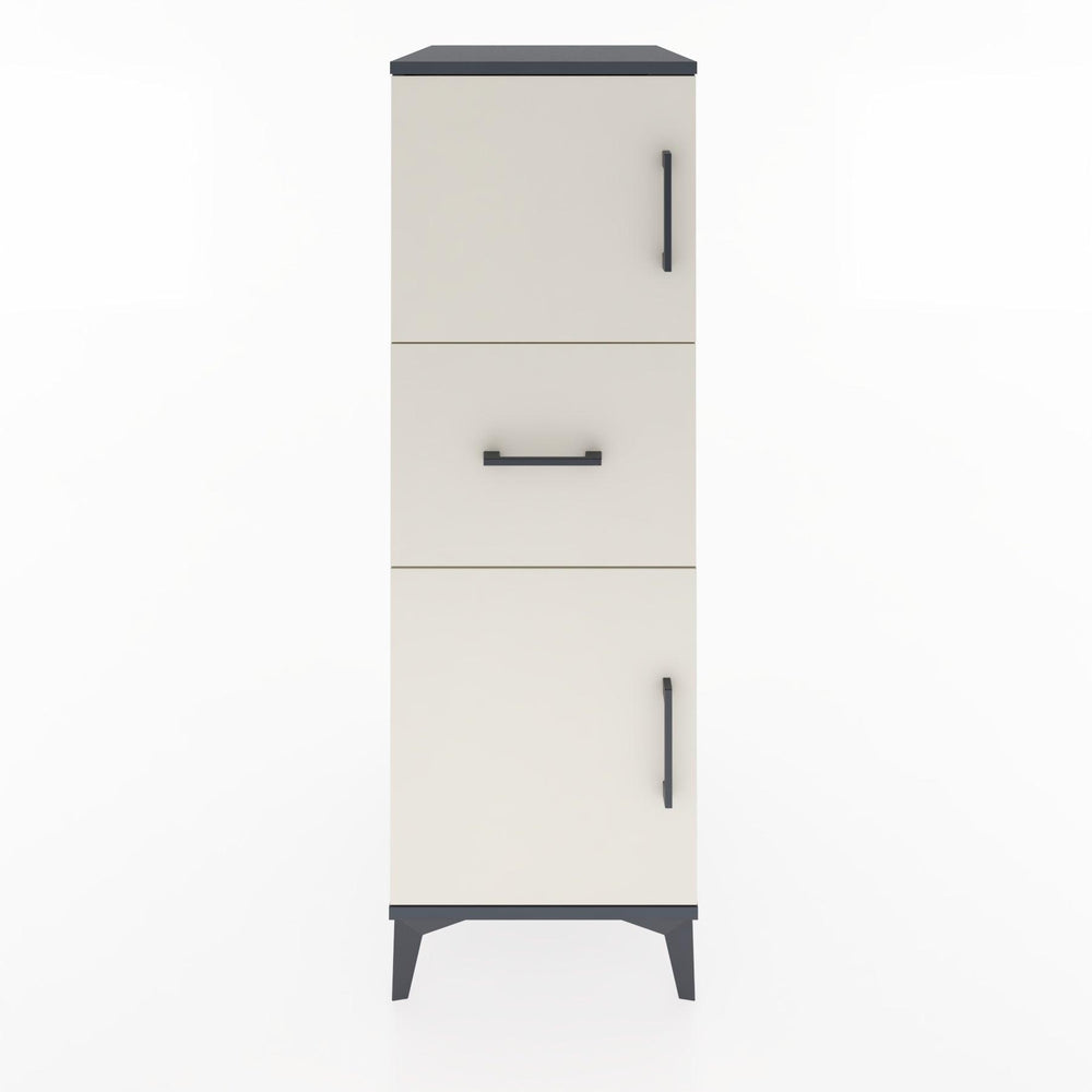 Woodntry Modüler Dolap Antrasit 44x30x122 cm Kapaklı ve Çekmeceli KC3-2