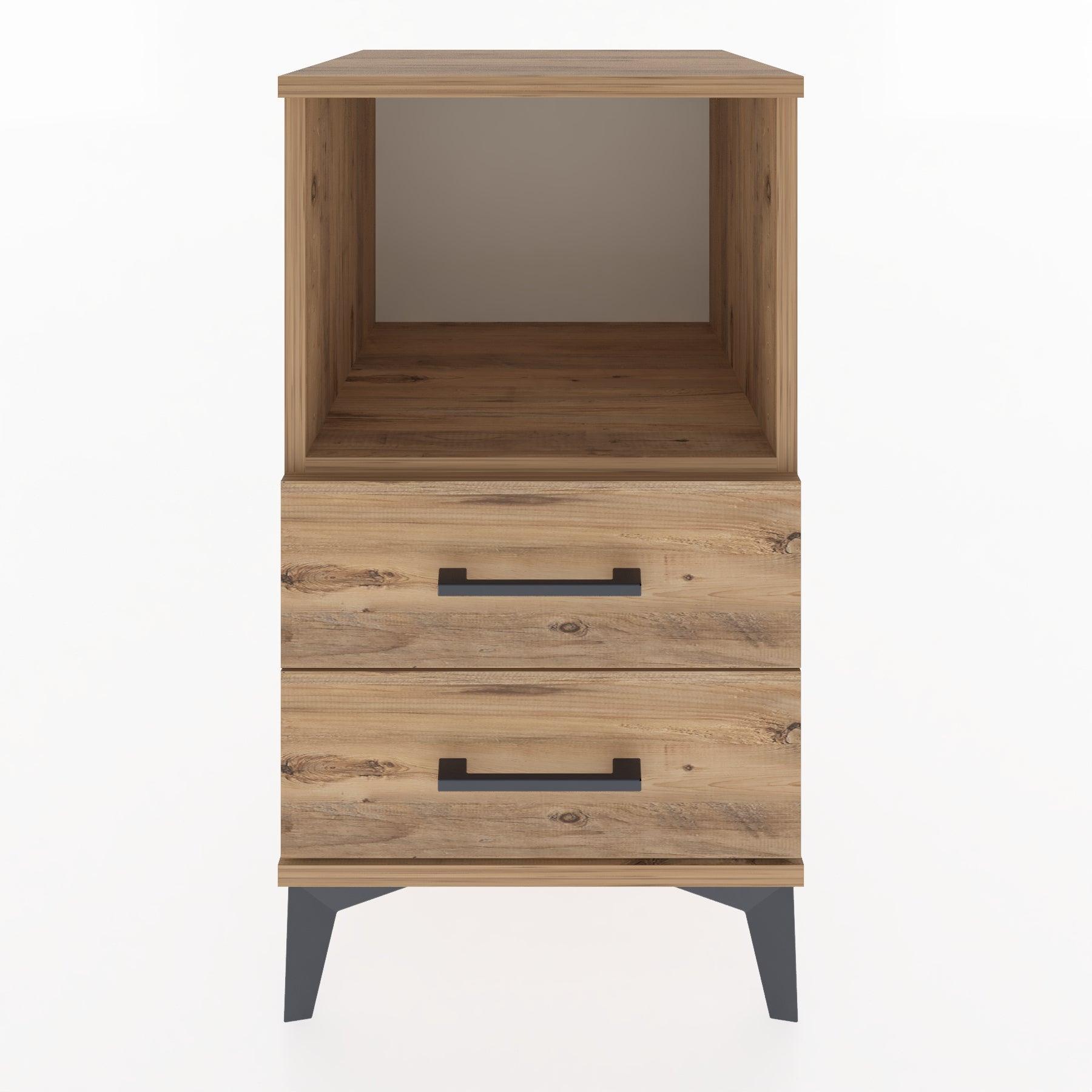 Woodntry Modular Nightstand Pine 44x44x68 cm with Drawers and Shelves CR3-3