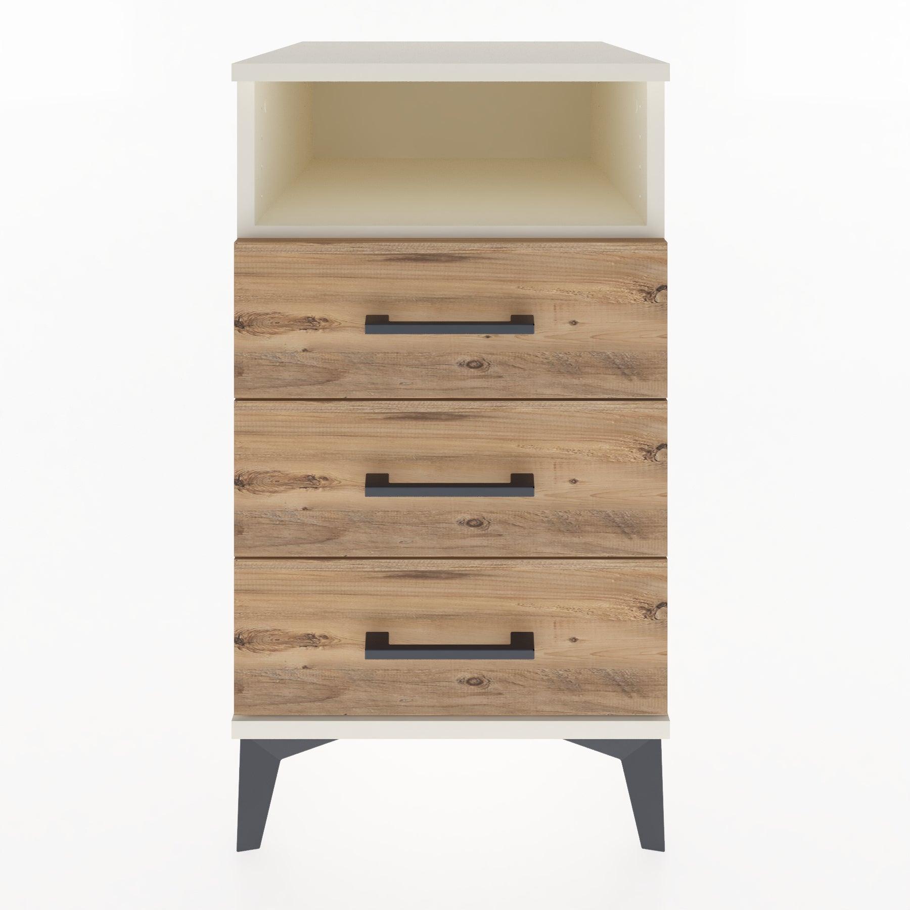 Woodntry Modular Nightstand Moonstone 44x44x68 cm with Drawer and Shelf CR4-1