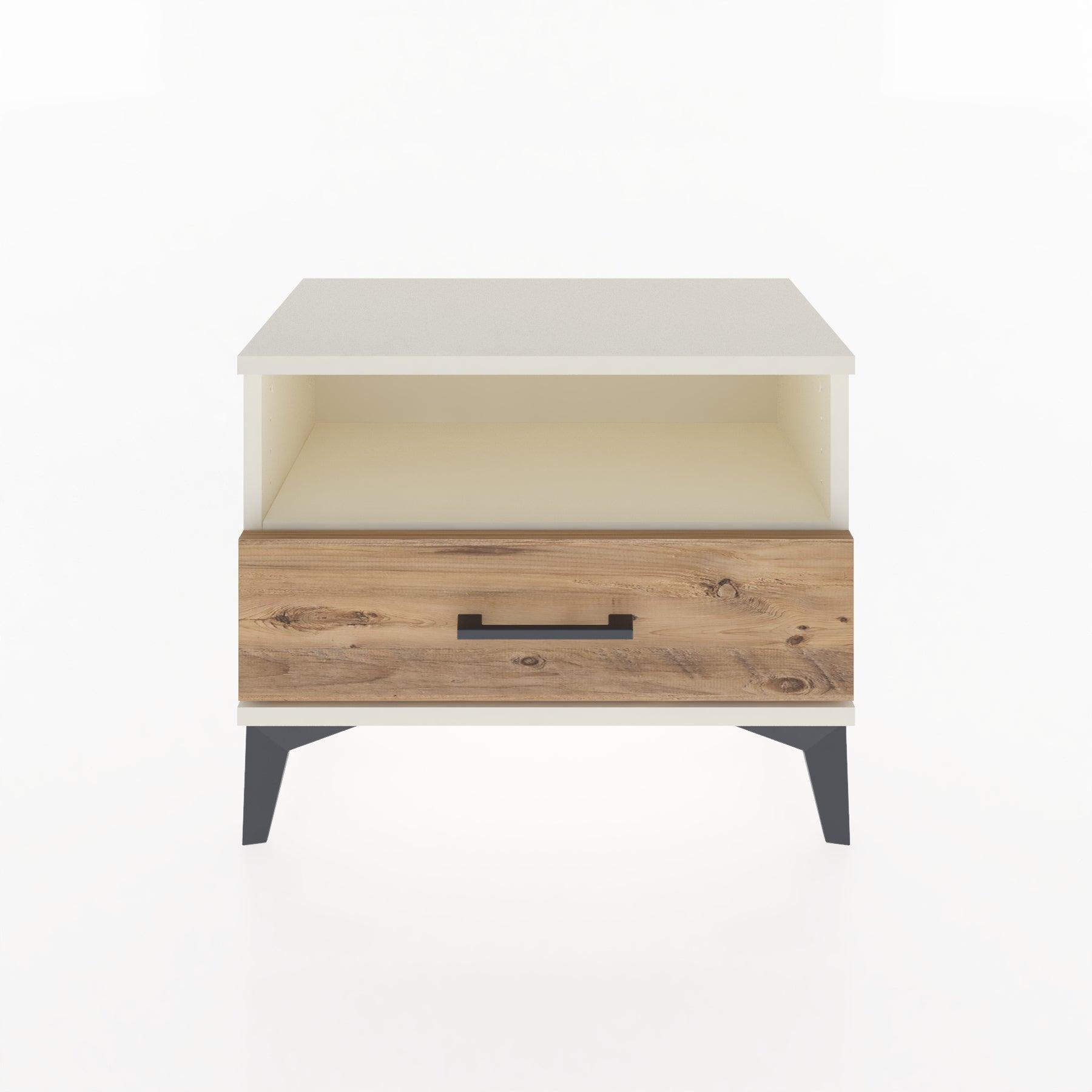 Woodntry Modular Nightstand Moonstone 60x30x36 cm with Drawer and Shelf CR4-1