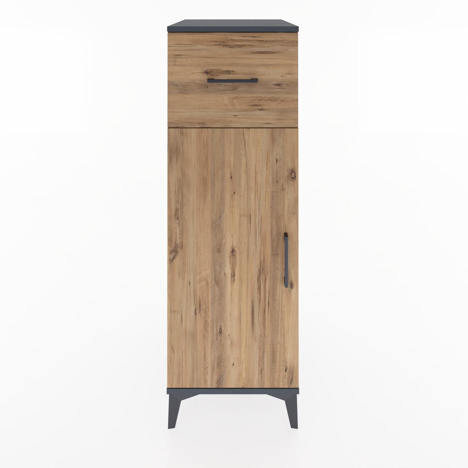Woodntry Modular Cabinet Anthracite 44x30x122 cm with Doors and Drawers KC4-2
