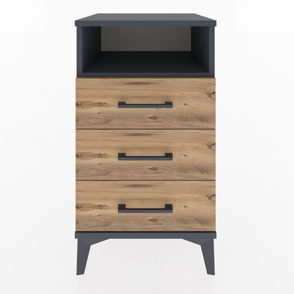 Woodntry Modular Nightstand Anthracite 44x44x68 cm with Drawers and Shelves CR4-2