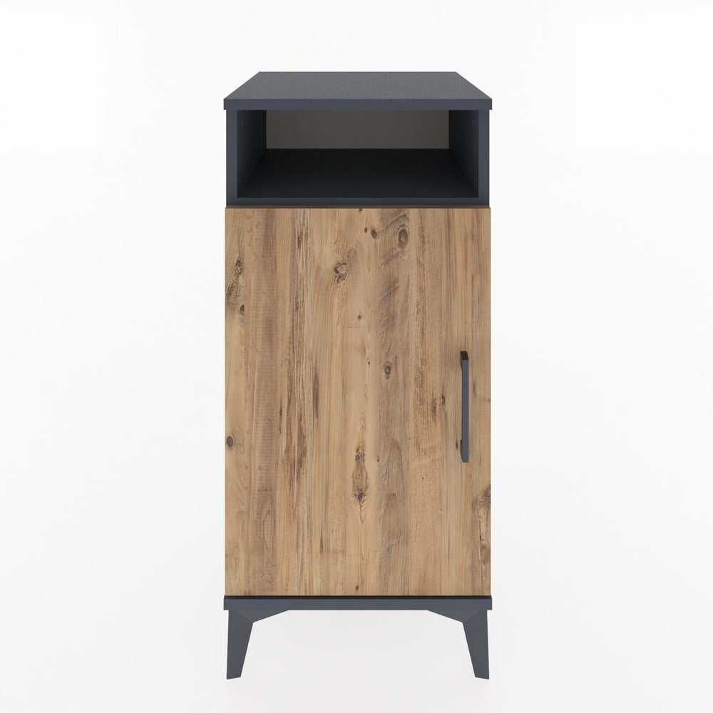 Woodntry Modular Nightstand Anthracite 44x44x84 cm with Cover and Shelf KR26-2