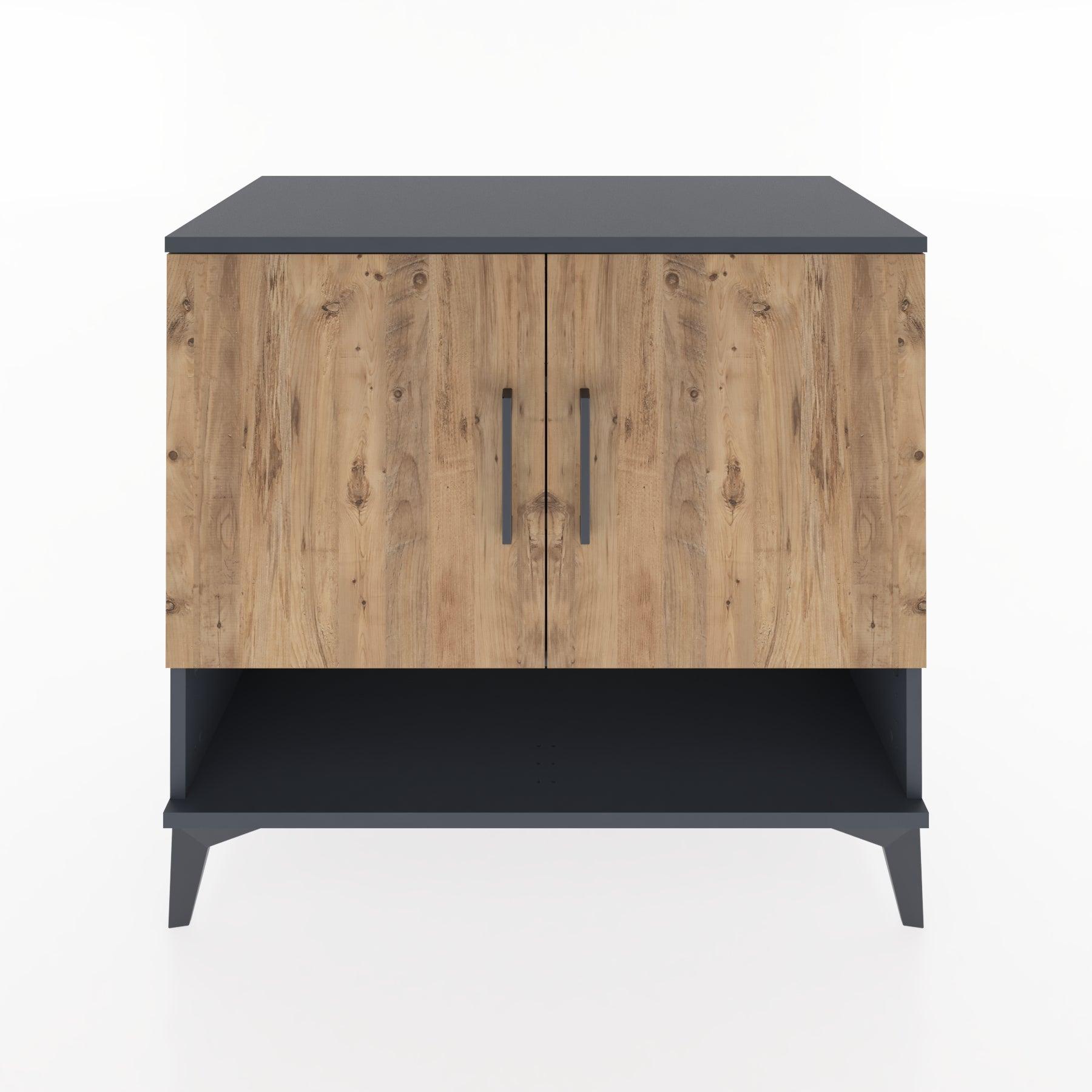 Woodntry Modüler Şifonyer Antrasit 88x44x68 cm Kapaklı ve Raflı KR4-2