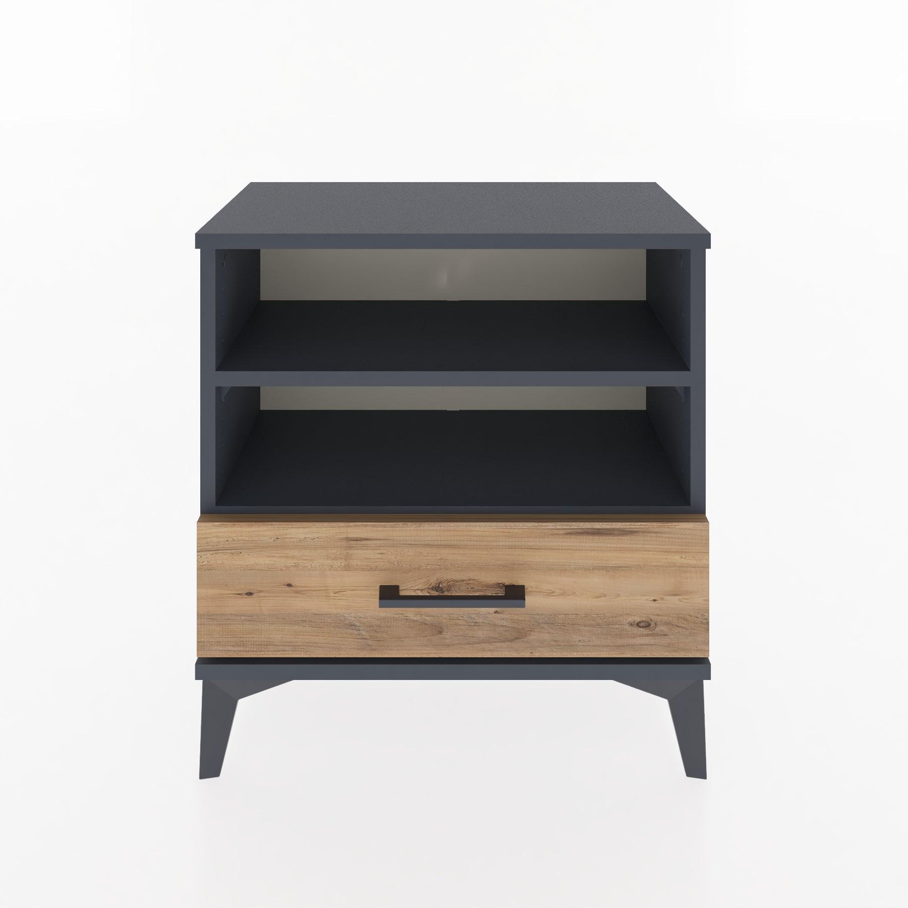 Woodntry Modular Nightstand Anthracite 60x30x52 cm with Drawers and Shelves CR4-2