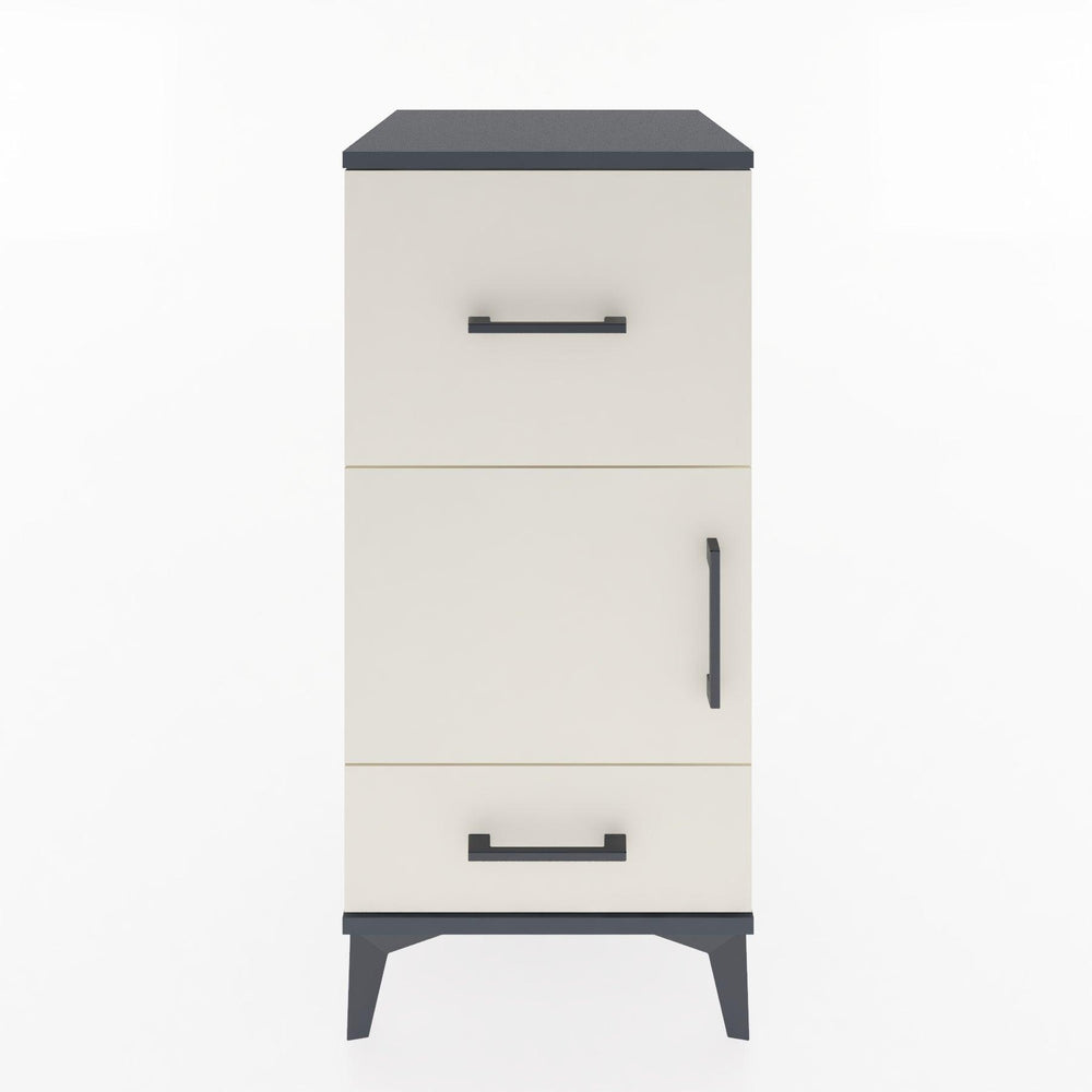 Woodntry Modüler Komodin Antrasit 44x44x84 cm Kapaklı ve Çekmeceli KC48-2