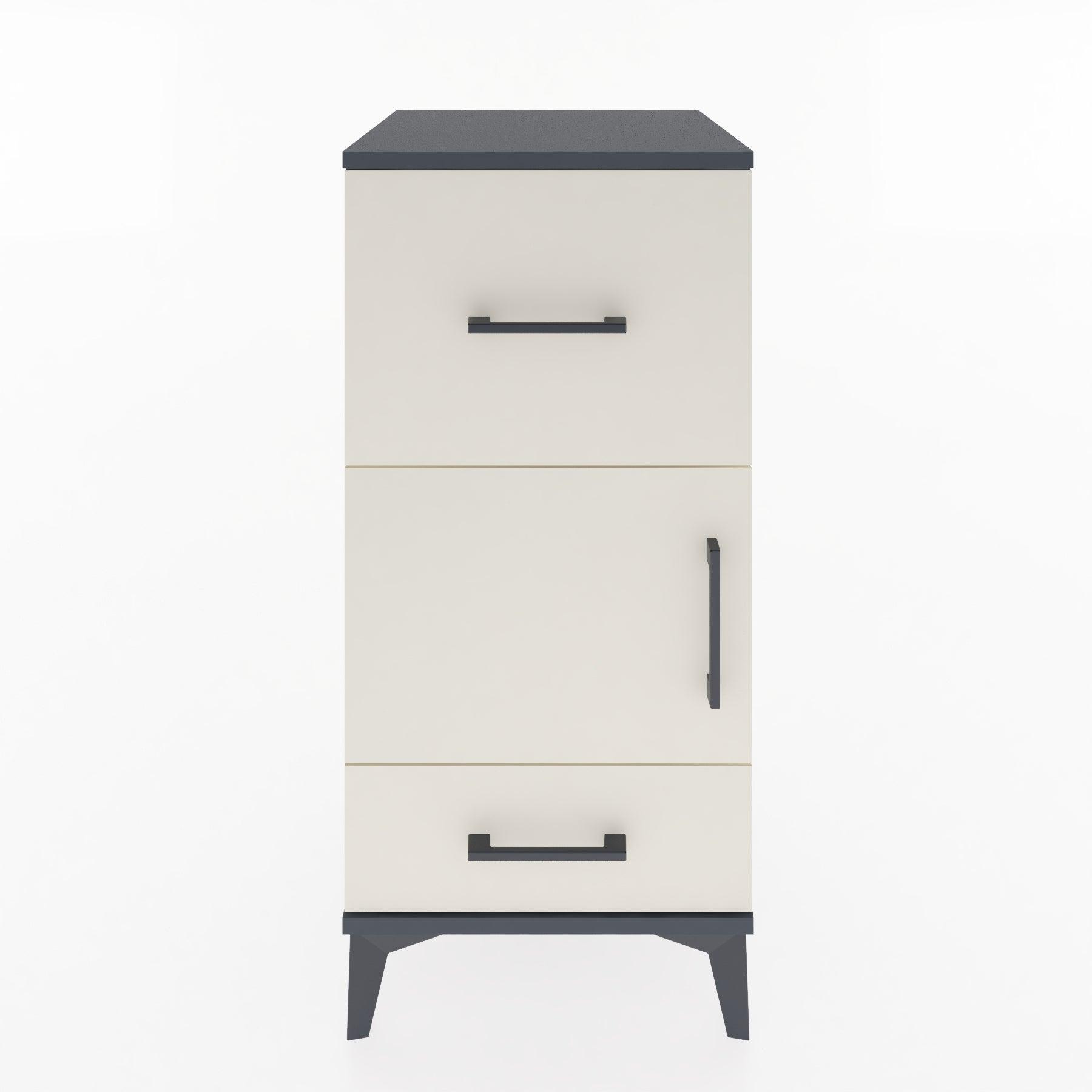 Woodntry Modular Nightstand Anthracite 44x44x84 cm with Cover and Drawer KC48-2