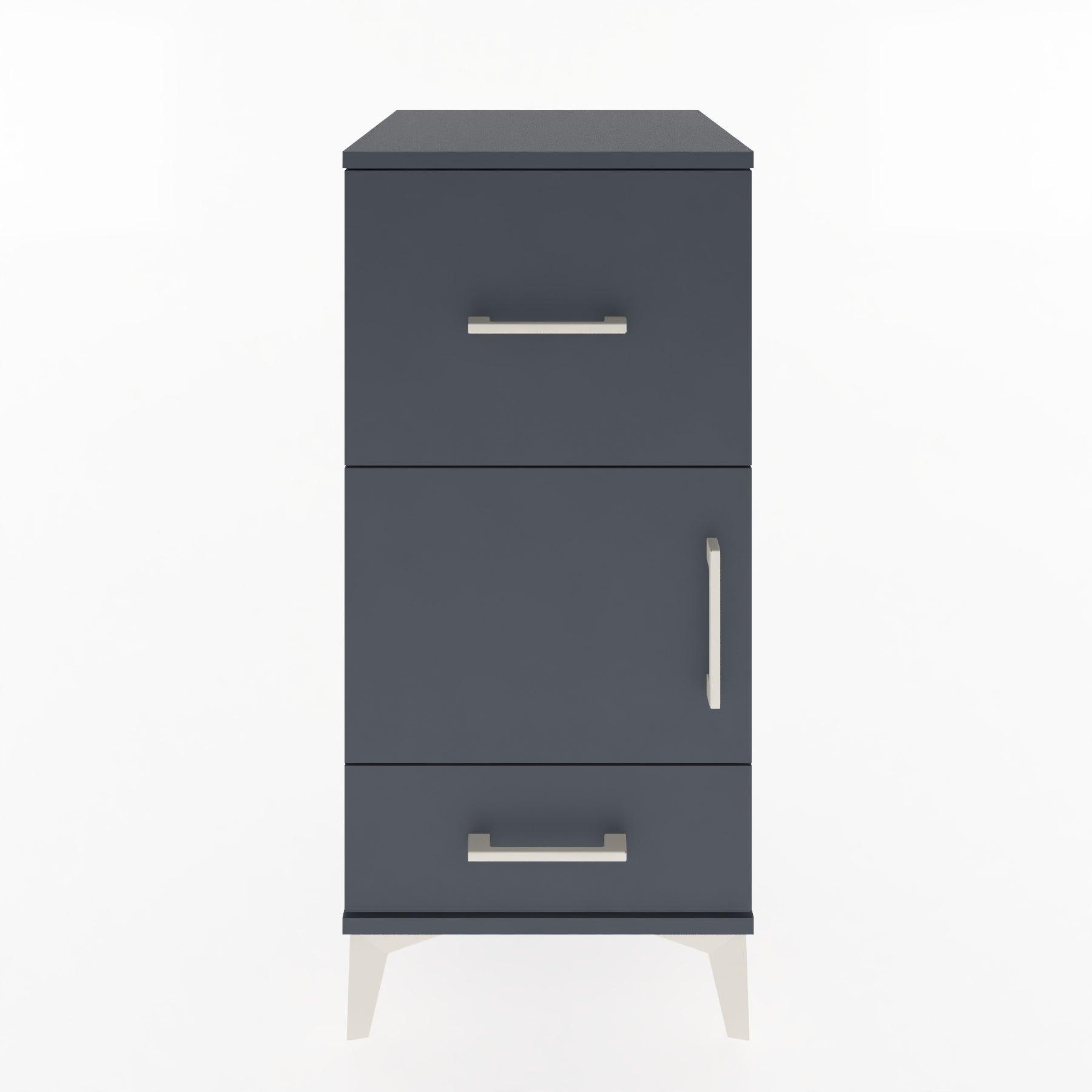 Woodntry Modular Nightstand Anthracite 44x44x84 cm with Cover and Drawer KC48-2