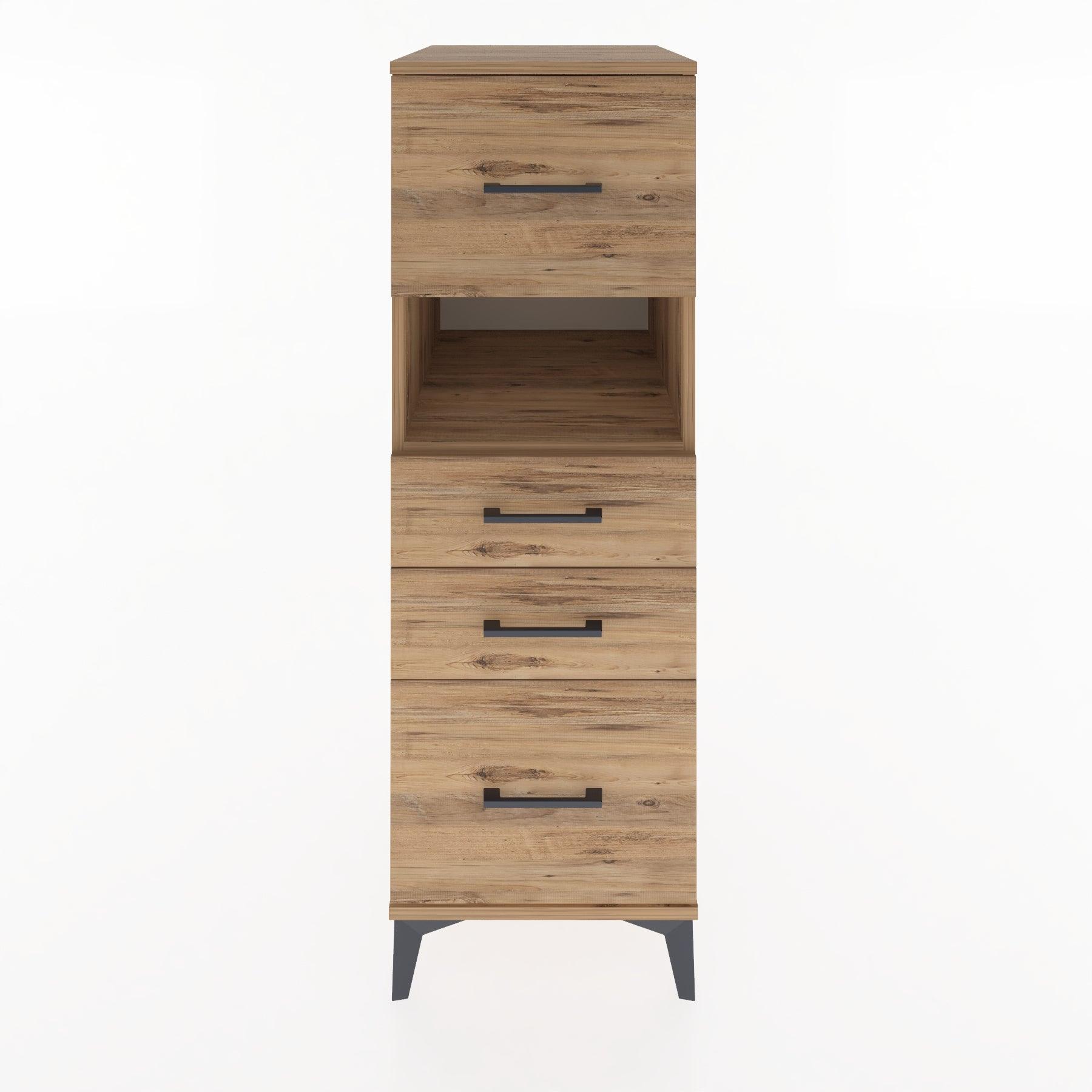 Woodntry Modüler Dolap Çam 44x30x122 cm Çekmeceli ve Raflı CR104-3