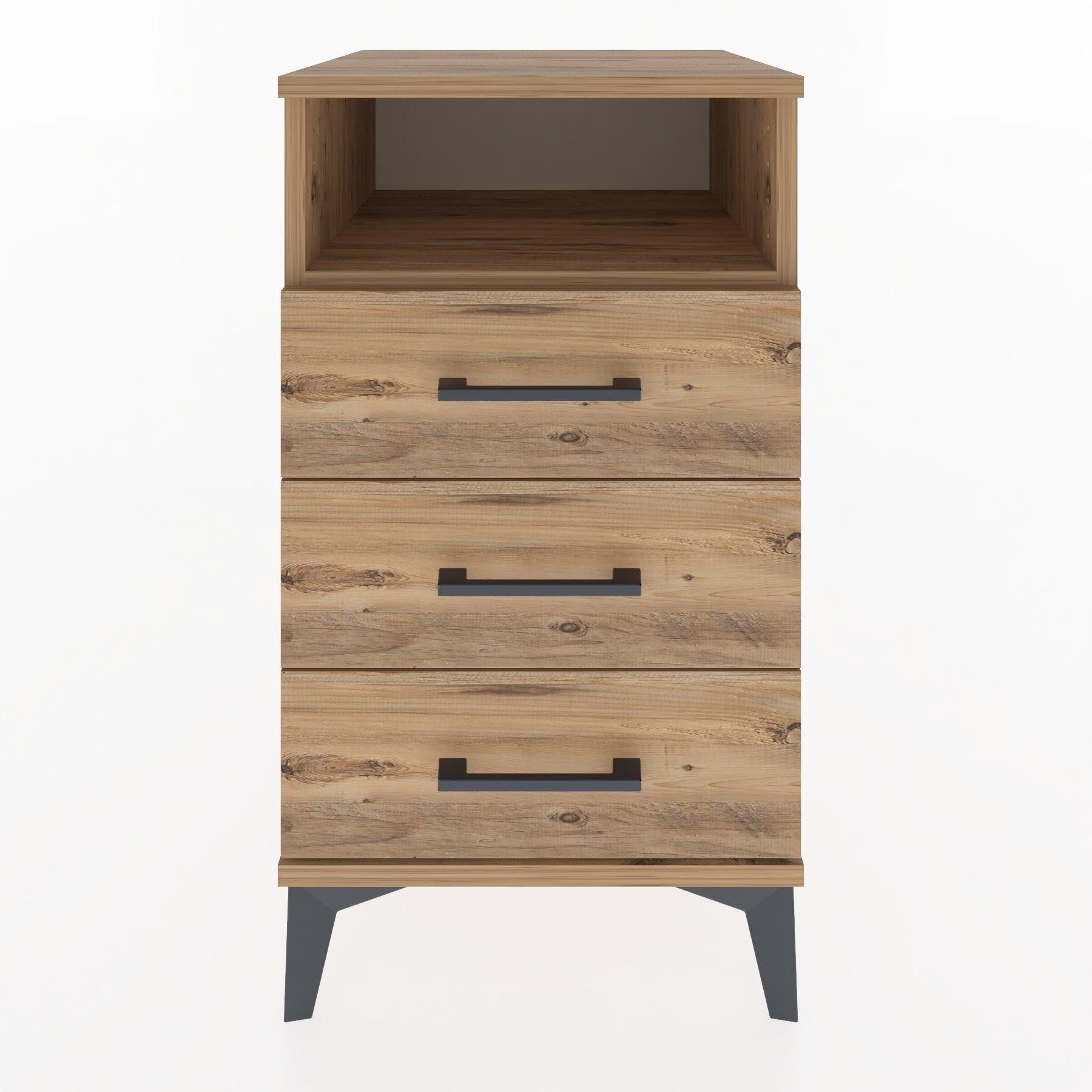 Woodntry Modular Nightstand Pine 44x44x68 cm with Drawers and Shelves CR4-3