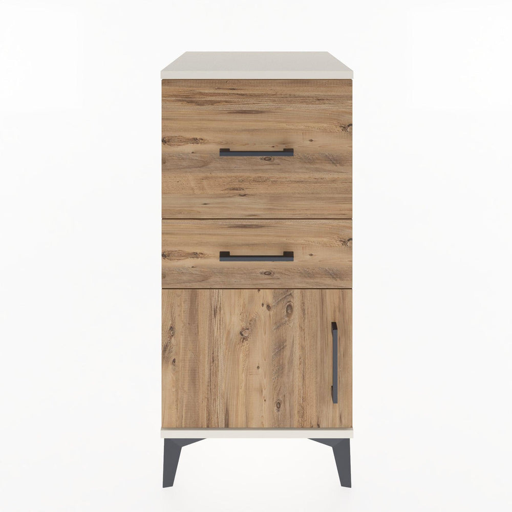 Woodntry Modular Nightstand Moonstone 44x44x84 cm with Cover and Drawer KC49-1