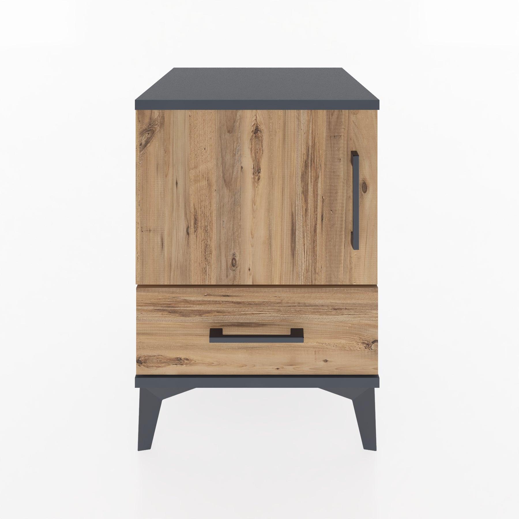 Woodntry Modular Nightstand Anthracite 44x44x52 cm with Cover and Drawer KC5-2