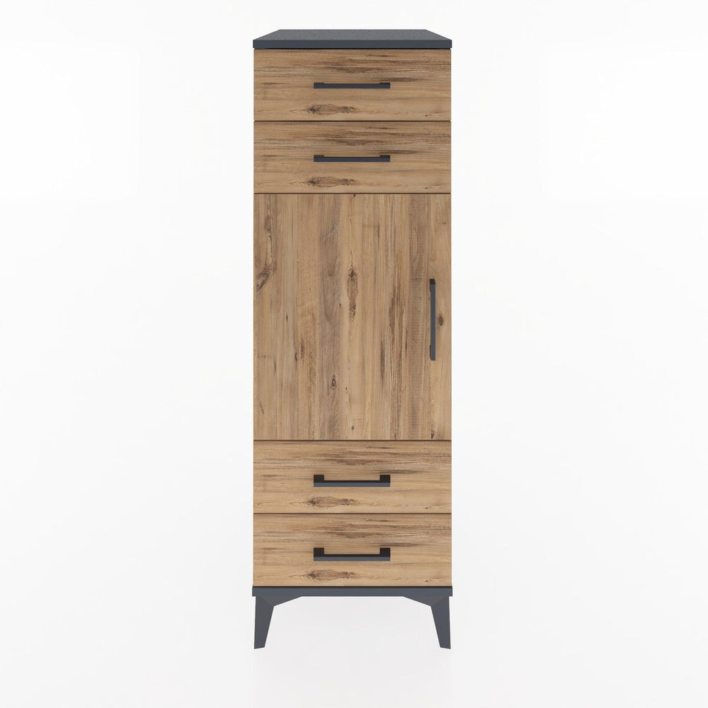 Woodntry Modular Cabinet Anthracite 44x30x122 cm with Doors and Drawers KC55-2