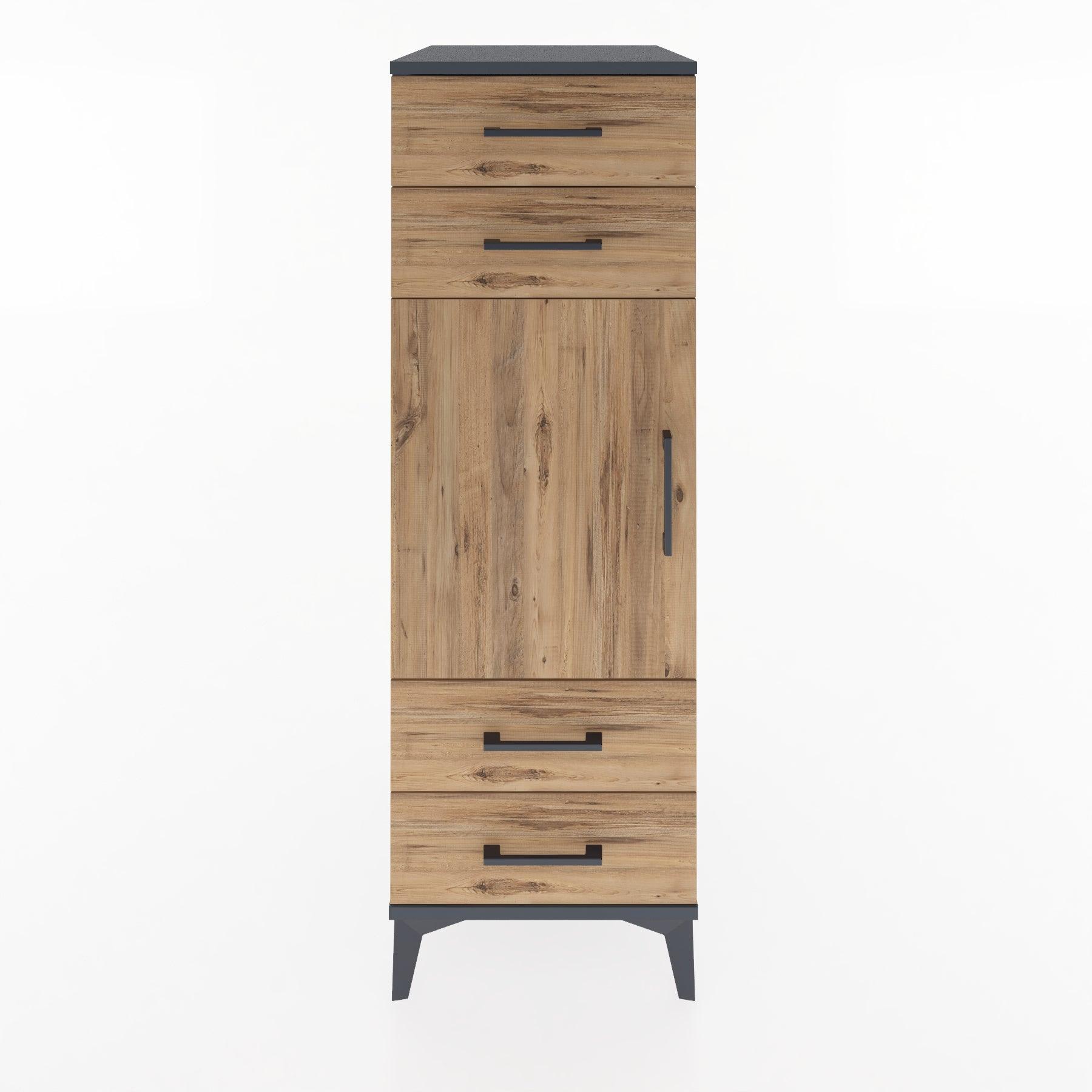 Woodntry Modular Cabinet Anthracite 44x30x122 cm with Doors and Drawers KC55-2