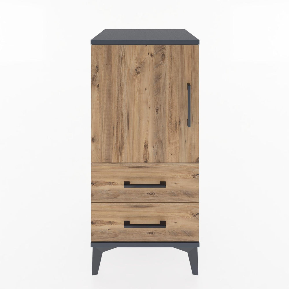 Woodntry Modular Nightstand Anthracite 44x44x84 cm with Cover and Drawer KC27-2