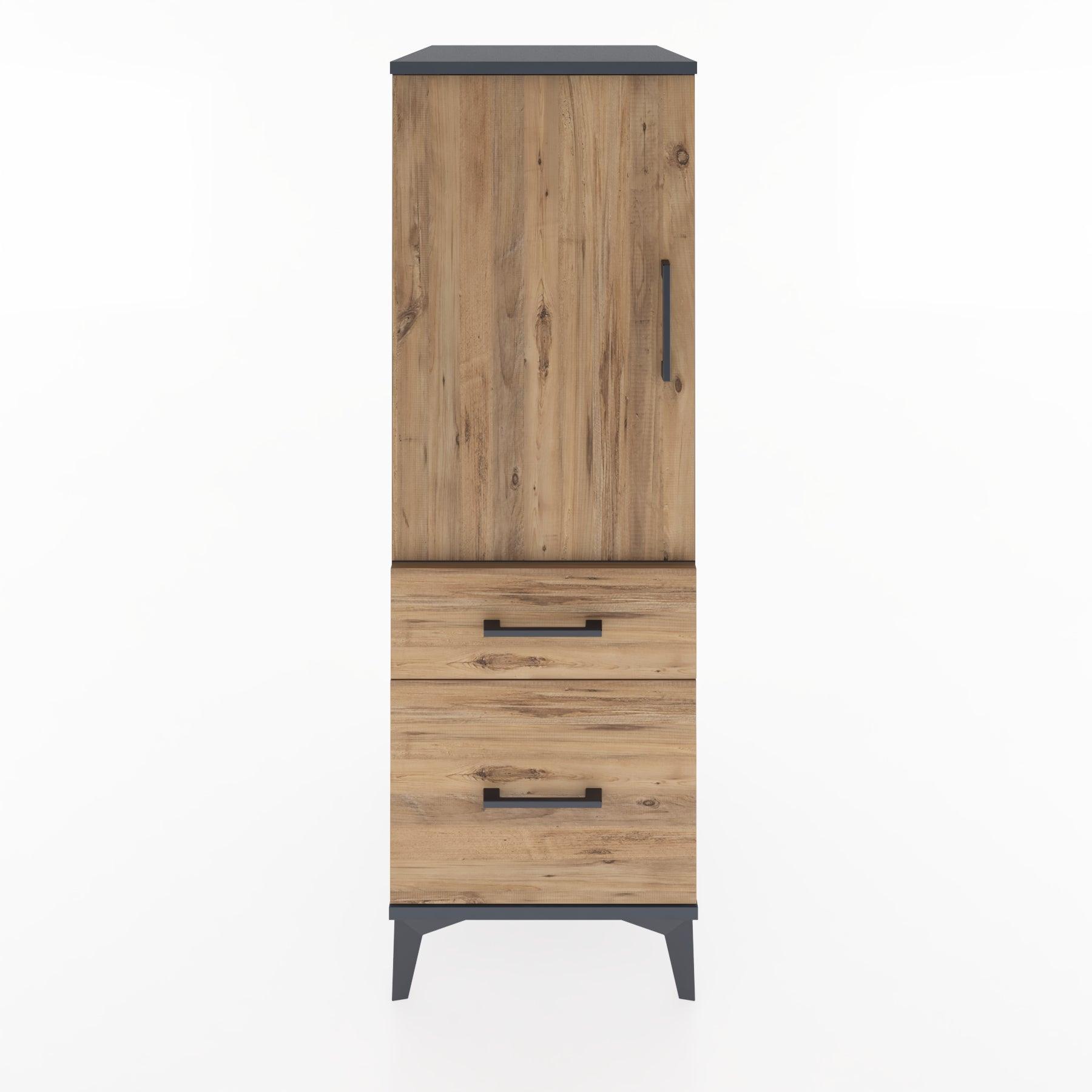 Woodntry Modular Cabinet Anthracite 44x30x122 cm with Doors and Drawers KC5-2