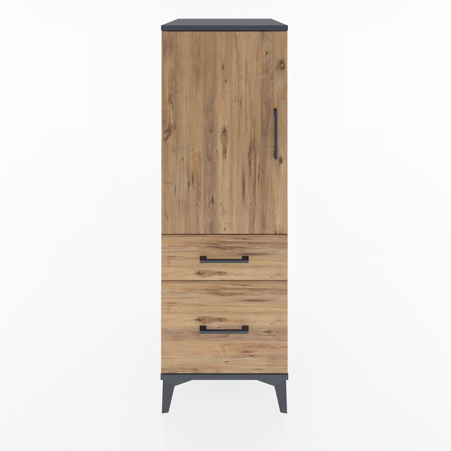 Woodntry Modular Cabinet Anthracite 44x30x122 cm with Doors and Drawers KC105-2