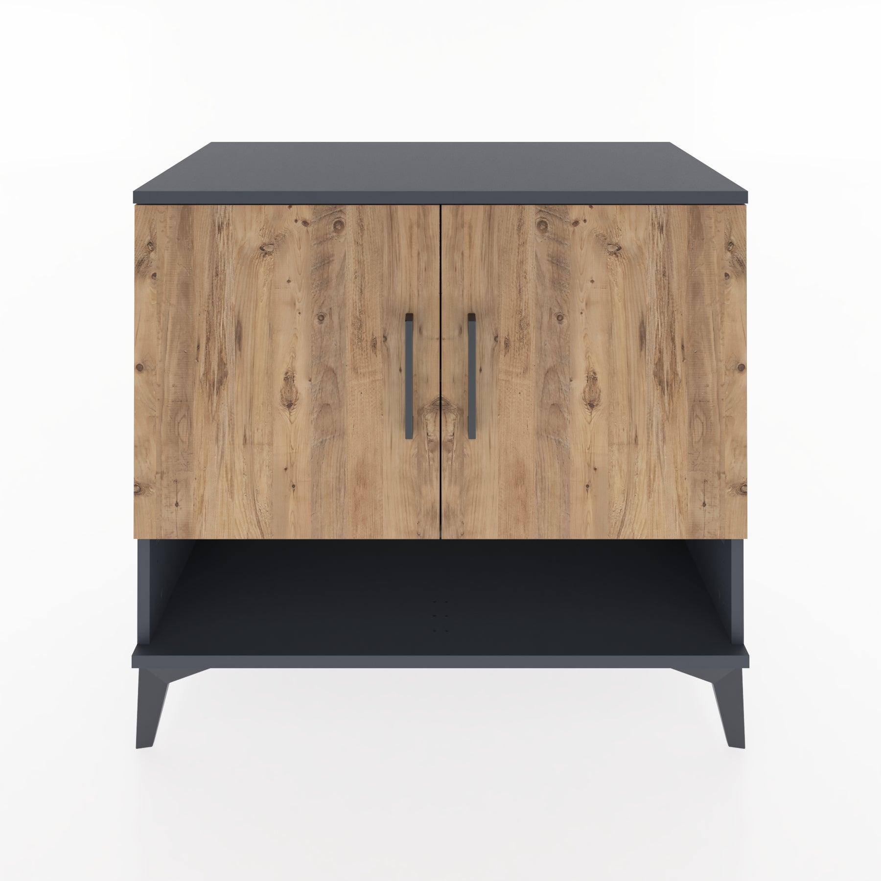 Woodntry Modüler Şifonyer Antrasit 88x44x68 cm Kapaklı ve Raflı KR5-2