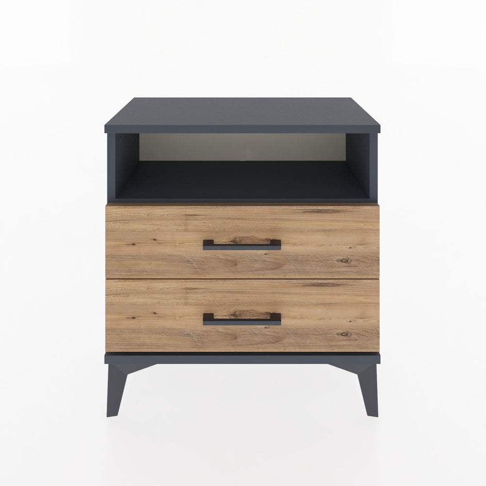 Woodntry Modular Nightstand Anthracite 60x30x52 cm with Drawers and Shelves CR5-2