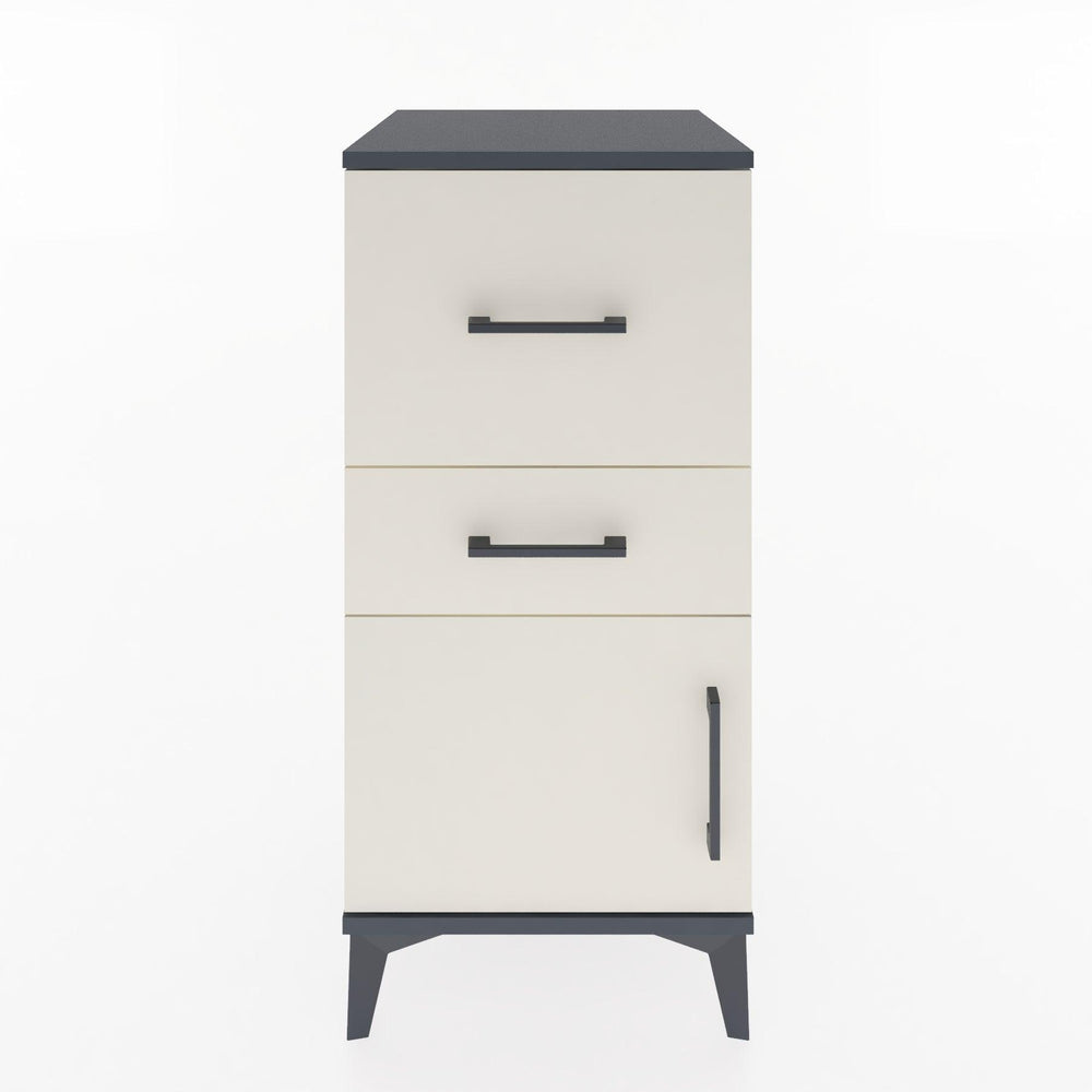 Woodntry Modüler Komodin Antrasit 44x44x84 cm Kapaklı ve Çekmeceli KC49-2