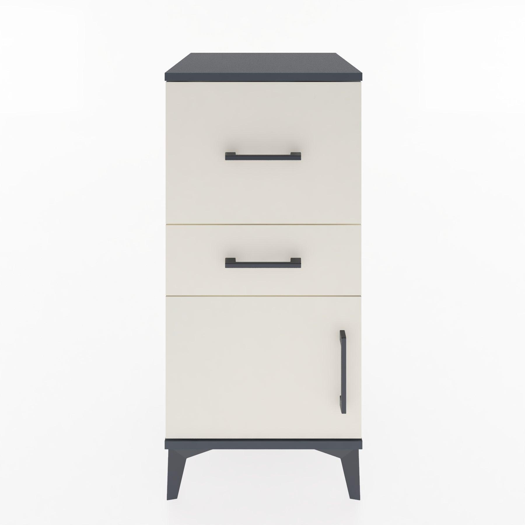 Woodntry Modular Nightstand Anthracite 44x44x84 cm with Cover and Drawer KC49-2