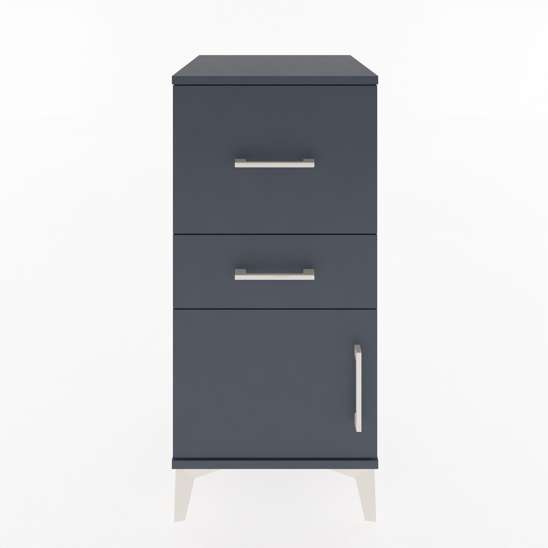 Woodntry Modular Nightstand Anthracite 44x44x84 cm with Cover and Drawer KC49-2