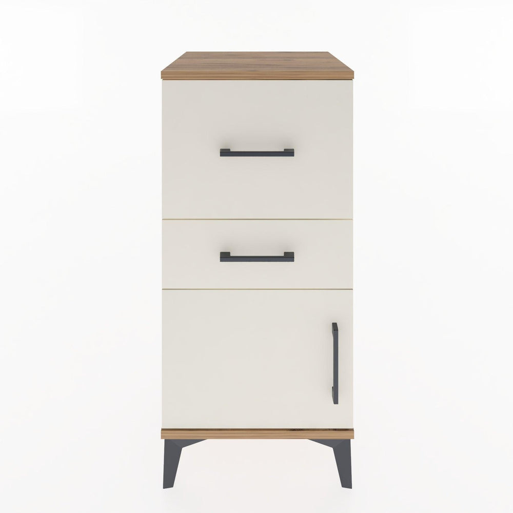 Woodntry Modular Nightstand Pine 44x44x84 cm with Cover and Drawer KC49-3