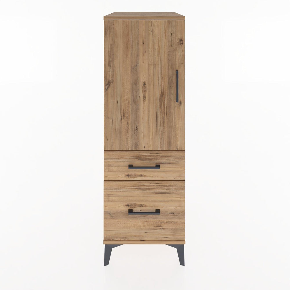 Woodntry Modüler Dolap Çam 44x30x122 cm Kapaklı ve Çekmeceli KC105-3