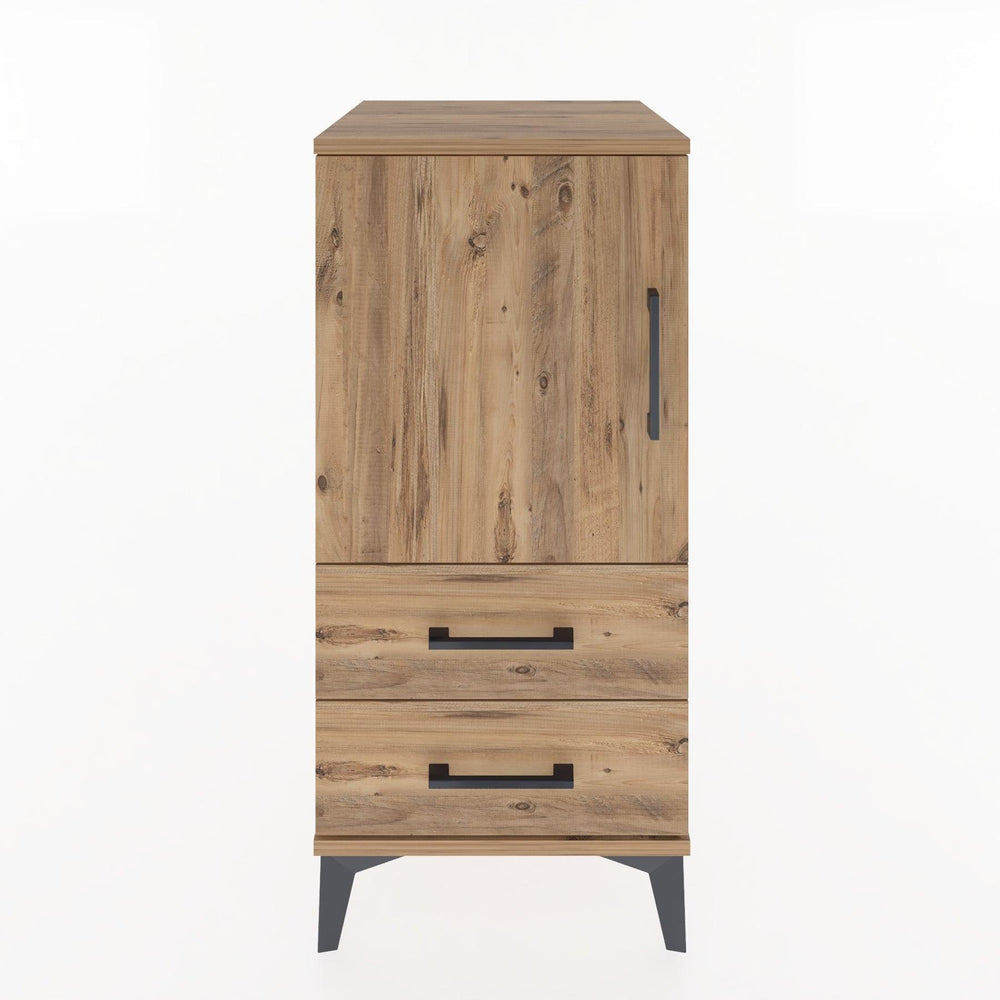 Woodntry Modular Nightstand Pine 44x44x84 cm with Cover and Drawer KC27-3