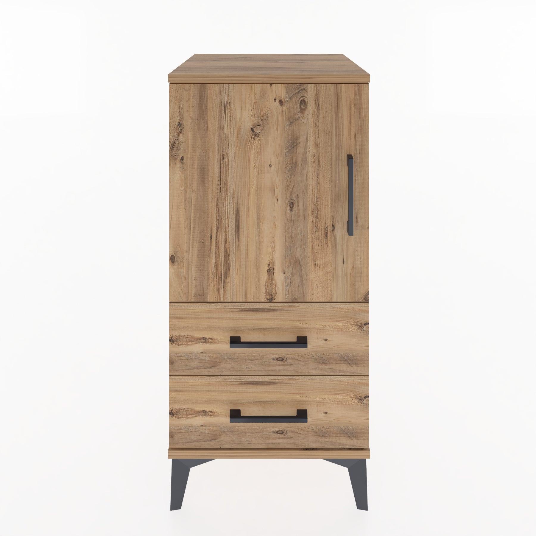 Woodntry Modular Nightstand Pine 44x44x84 cm with Cover and Drawer KC27-3