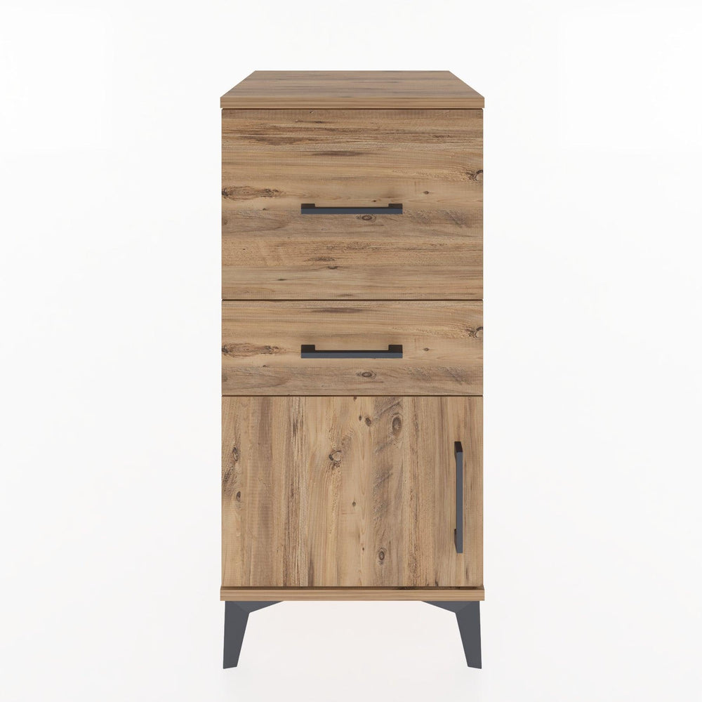 Woodntry Modular Nightstand Pine 44x44x84 cm with Cover and Drawer KC49-3